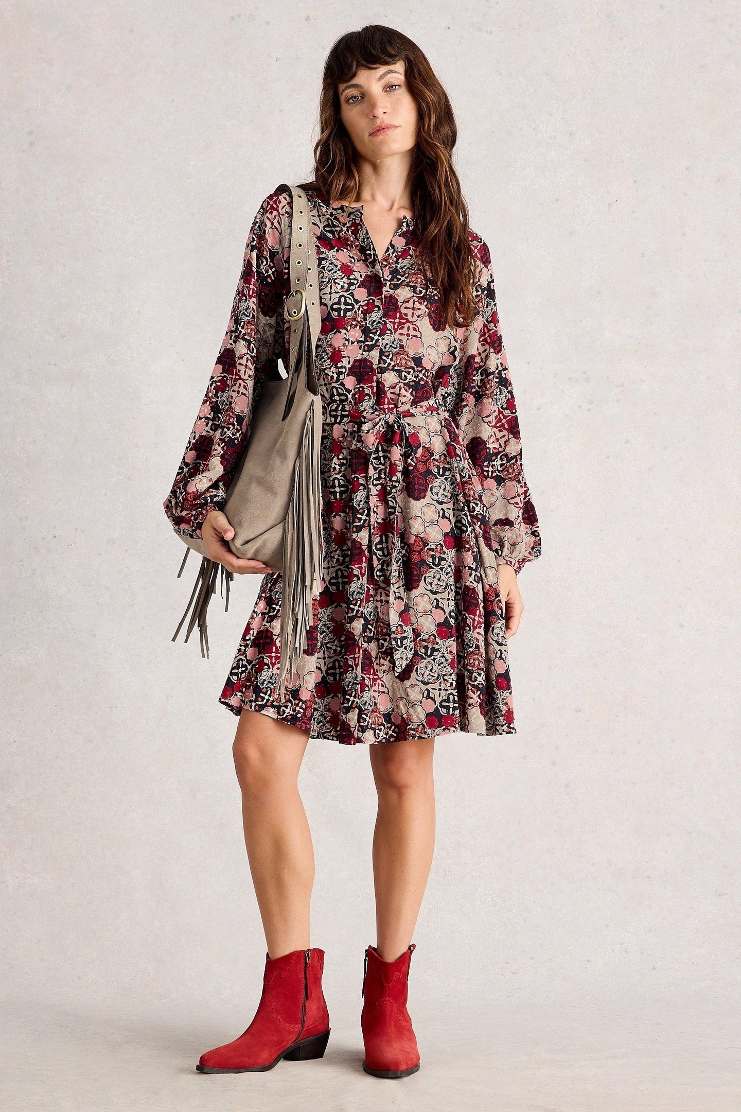 MONIQUE DRESS RED MULTI 1