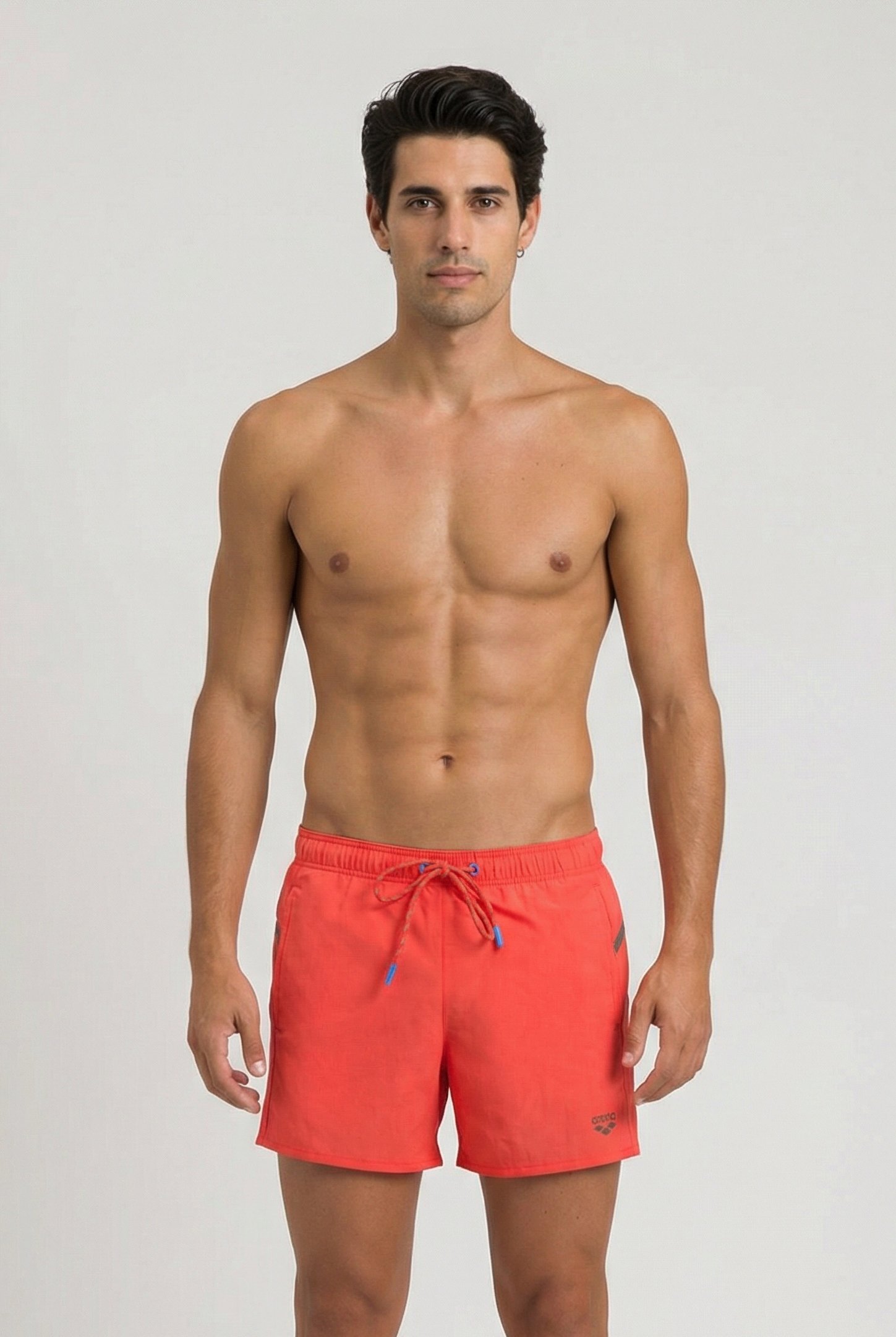 MEN'S ARENA PRO_FILE BEACH SHORT FLUO RED-DARK OLIVE 1