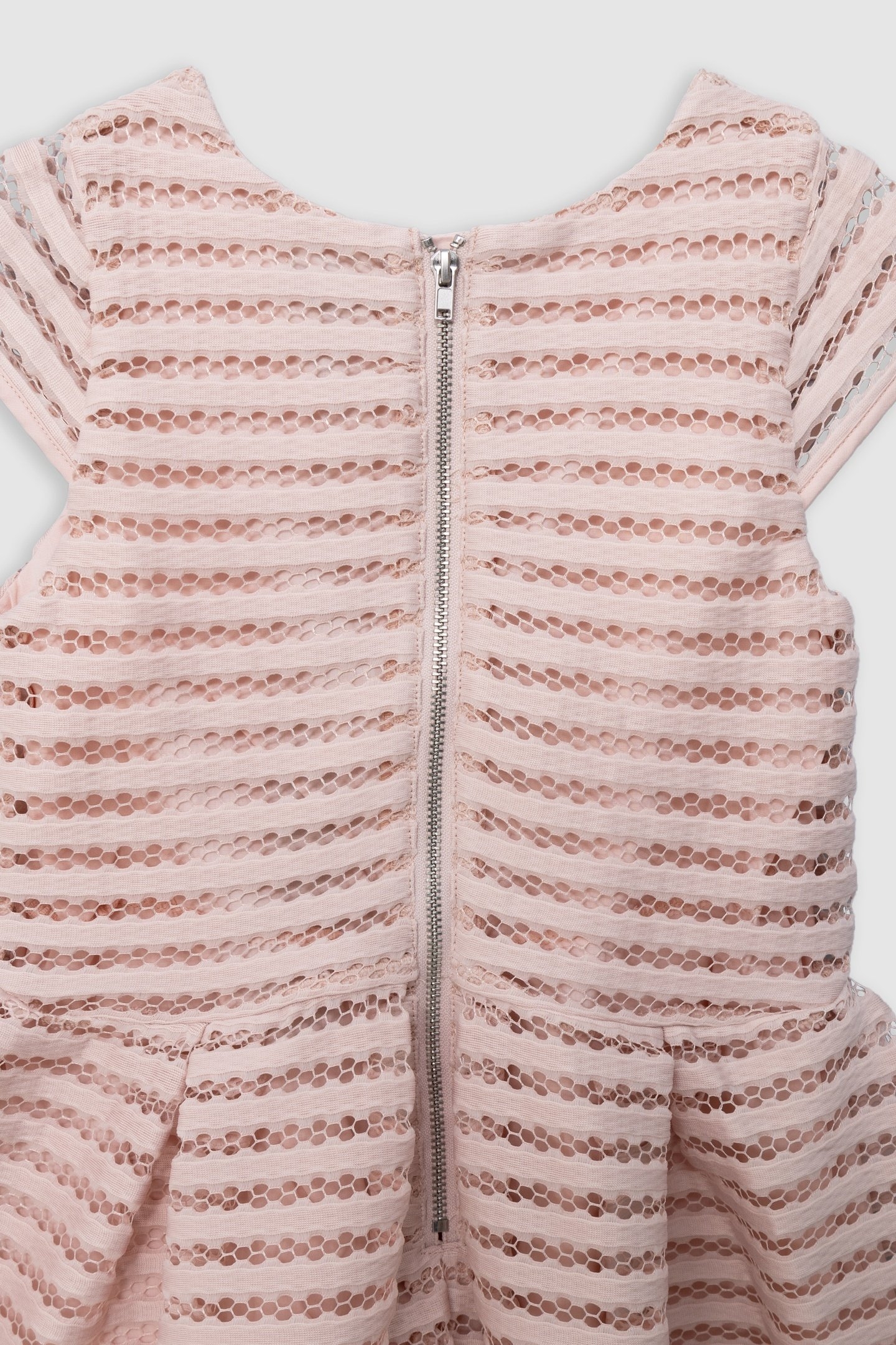 PINK STRIPED OPENWORK LACE DRESS 4