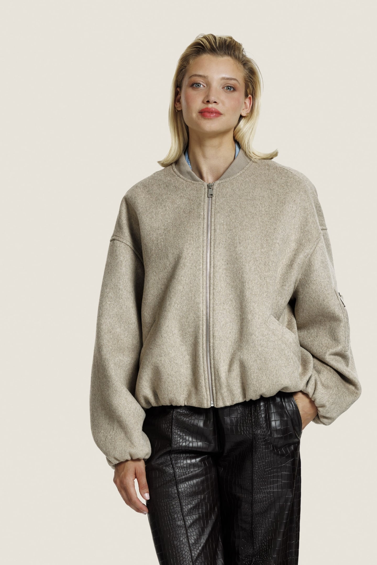 PEARL WOOL JACKET D. BEIGE MELANGE 1