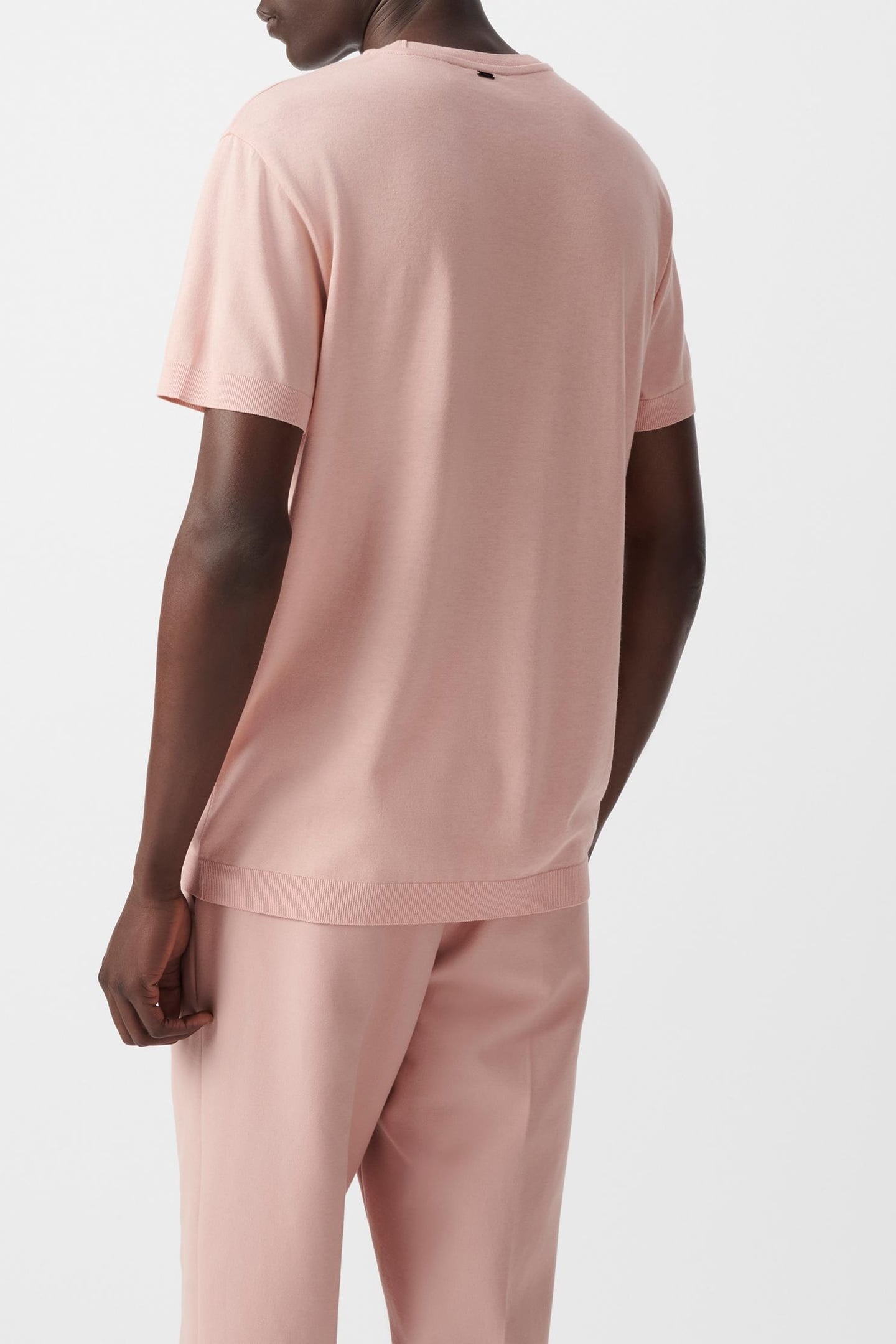 PINK COTTON MODAL CREW NECK T-SHIRT 4
