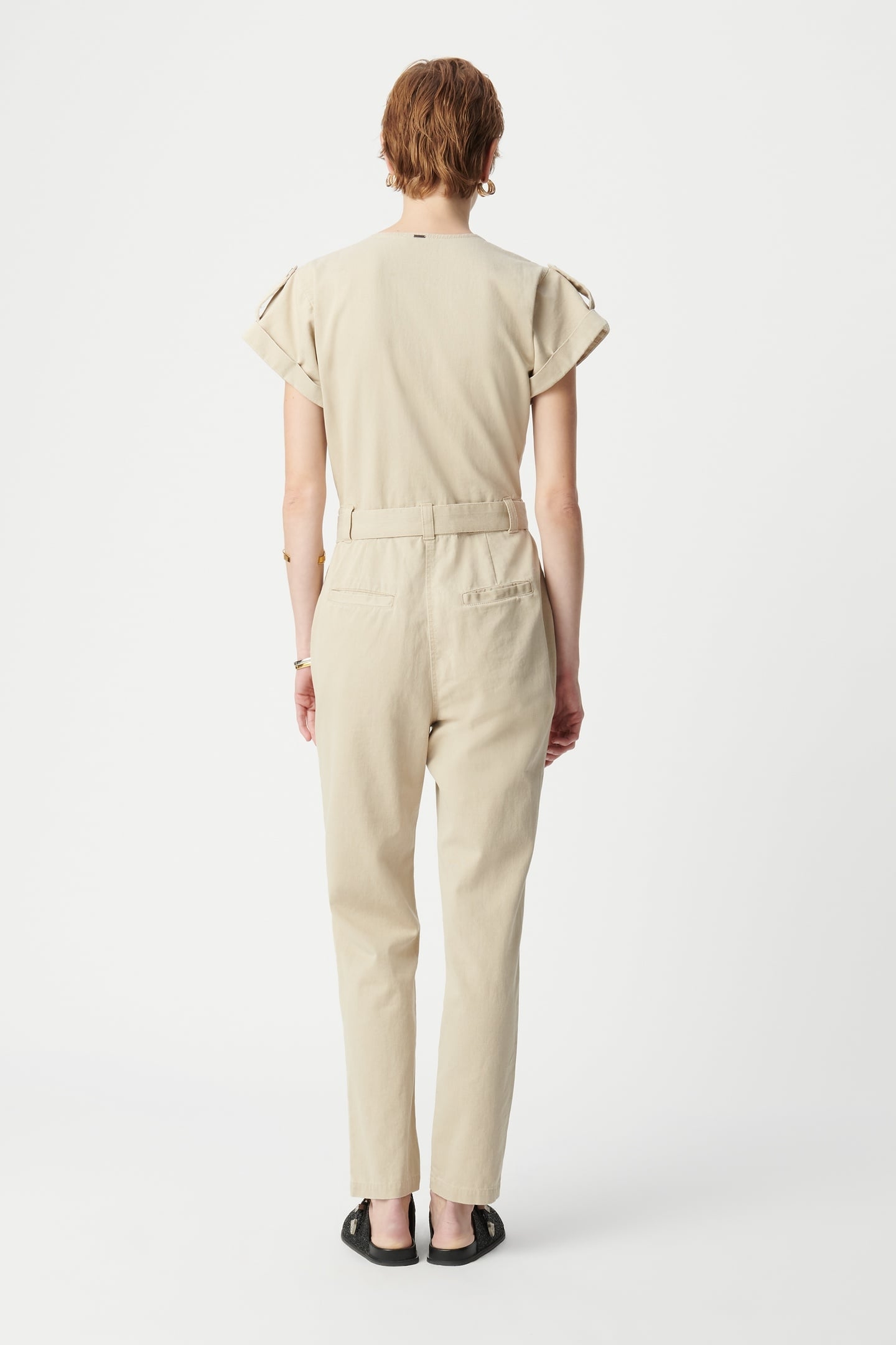 BEIGE JUMPSUIT WITH ASYMMETRICAL CLOSURE 3