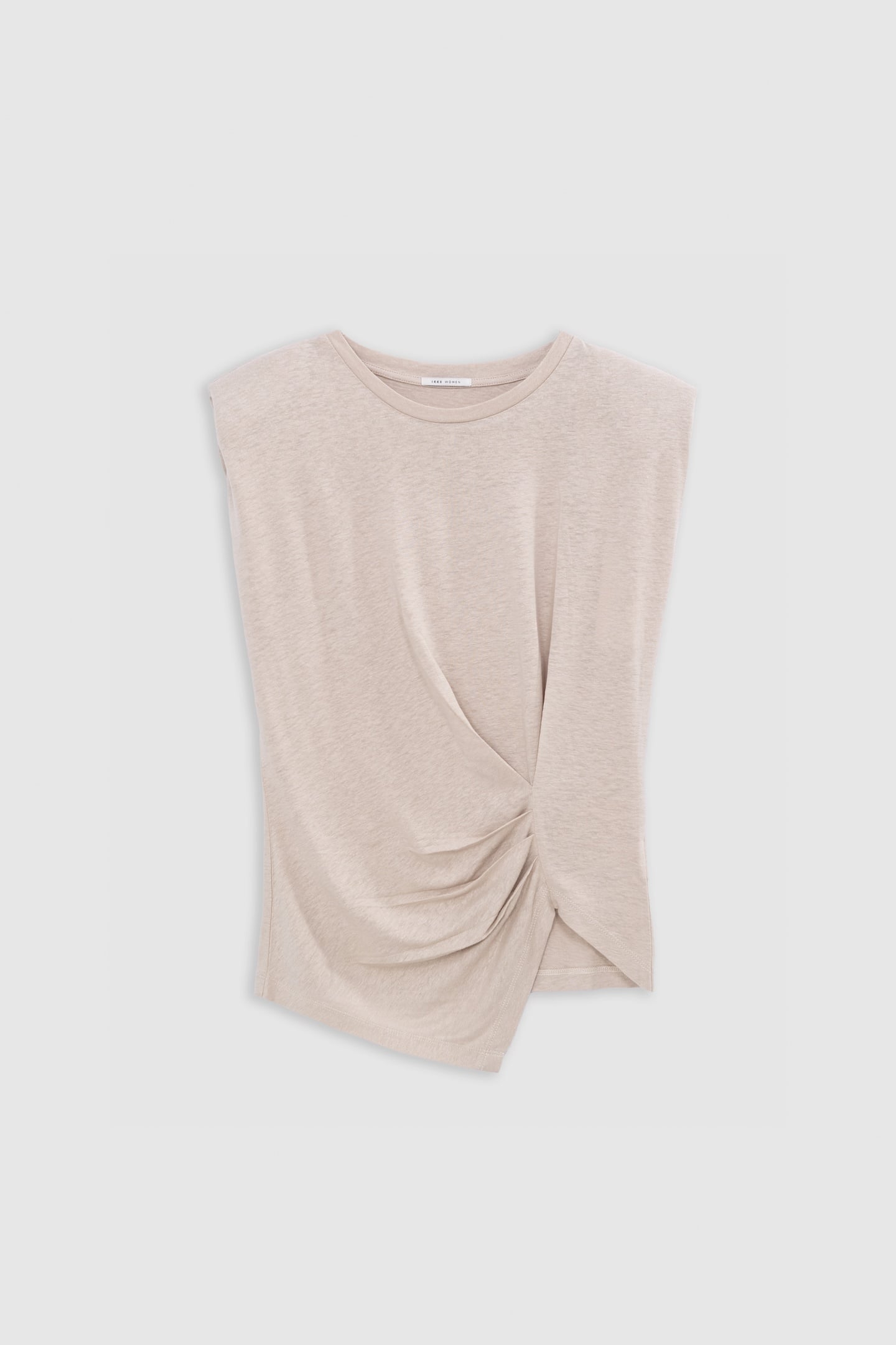 BEIGE SLEEVELESS TEE WITH DRAPED EFFECT 3