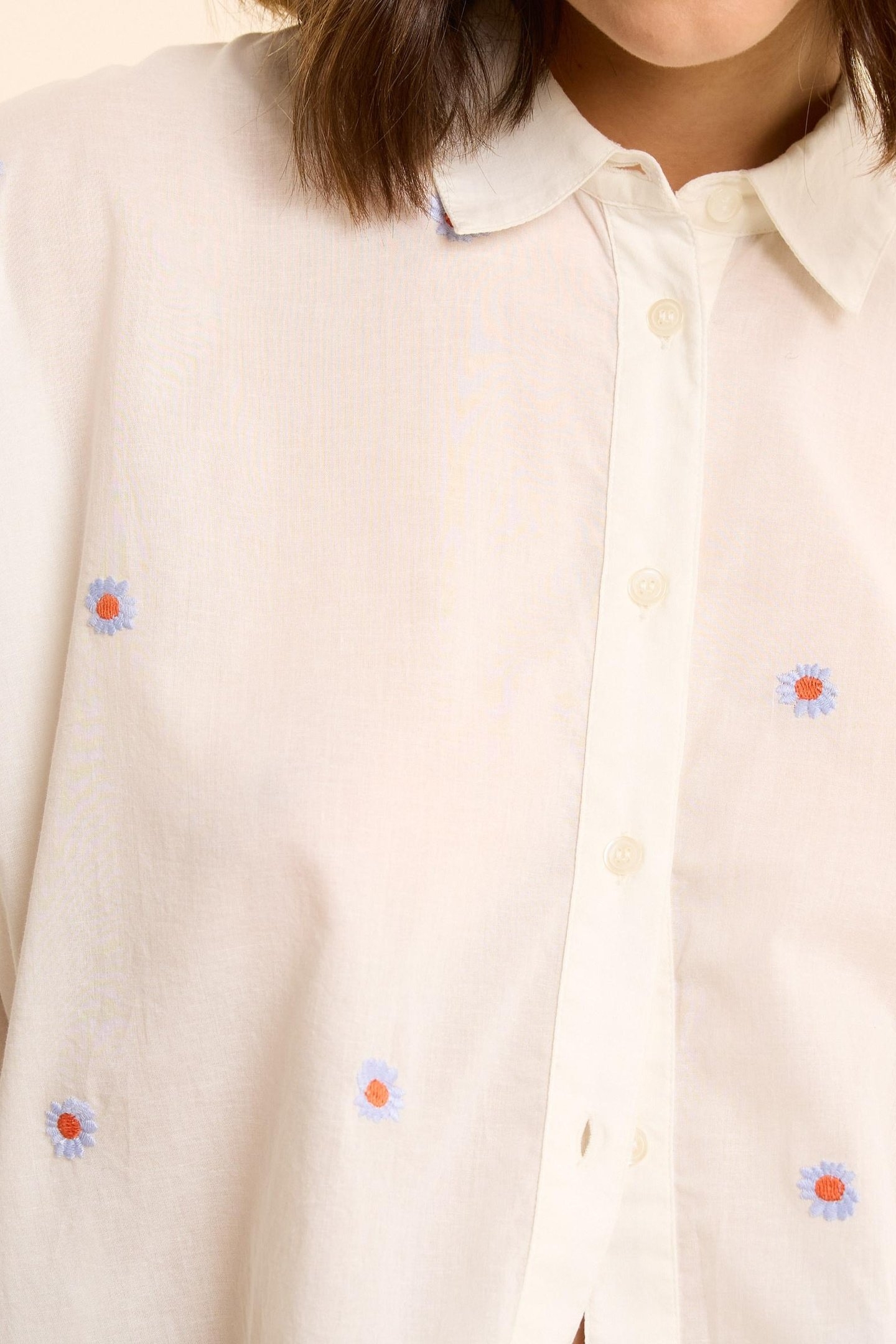 WHITE SHIRT WITH FLOWER EMBROIDERY OFF-WHITE 7