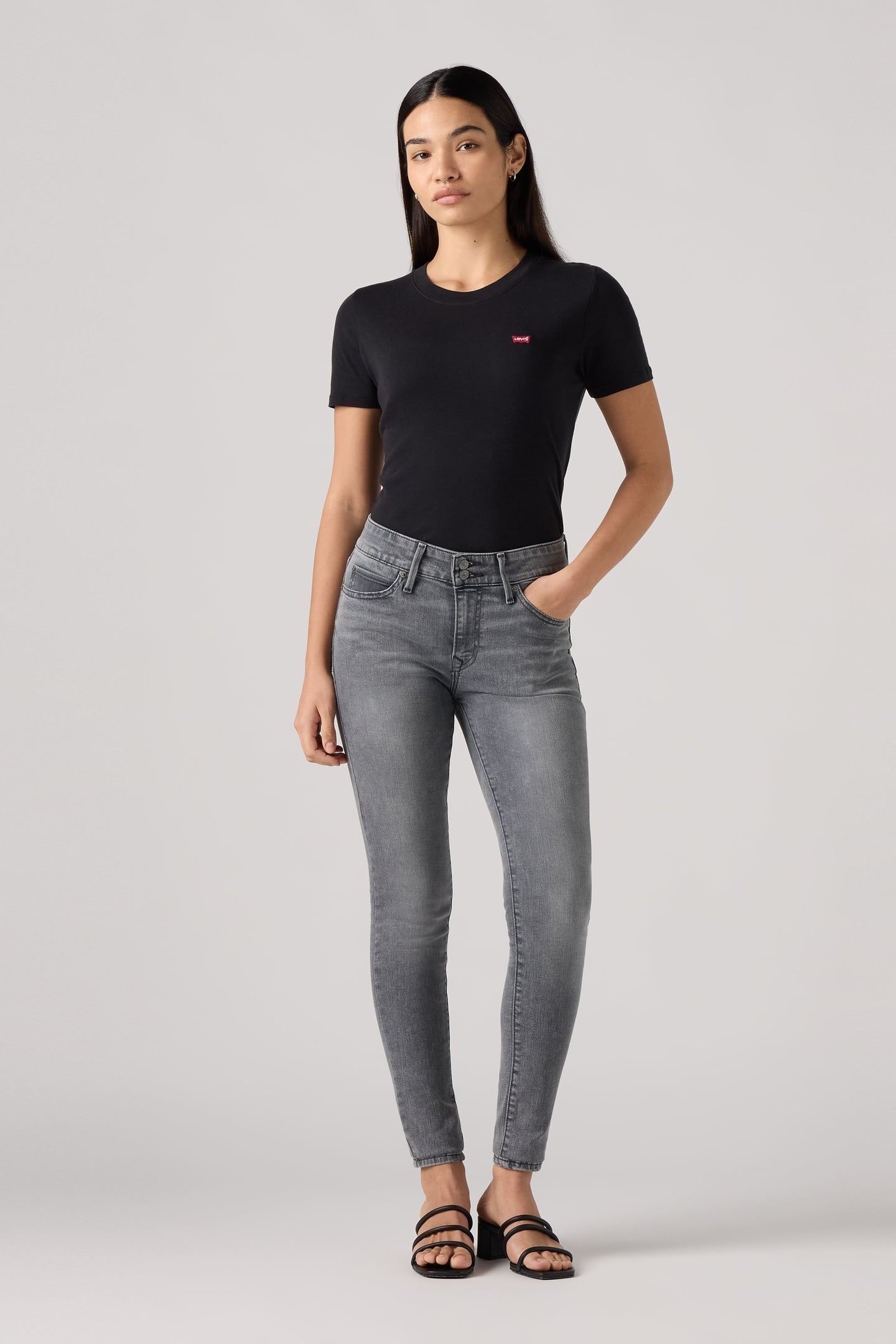 721 HIGH RISE SKINNY BLACK WORN IN 3