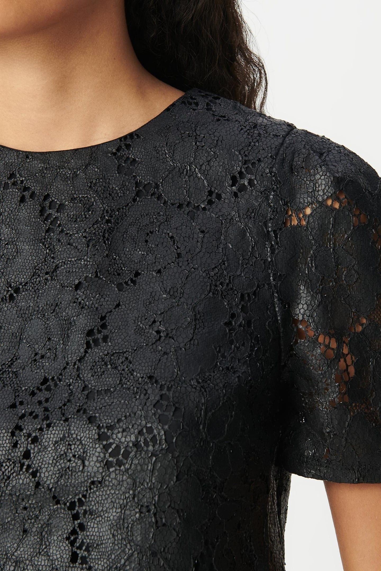 BLACK TOP WITH LACE COATING EFFECT 7