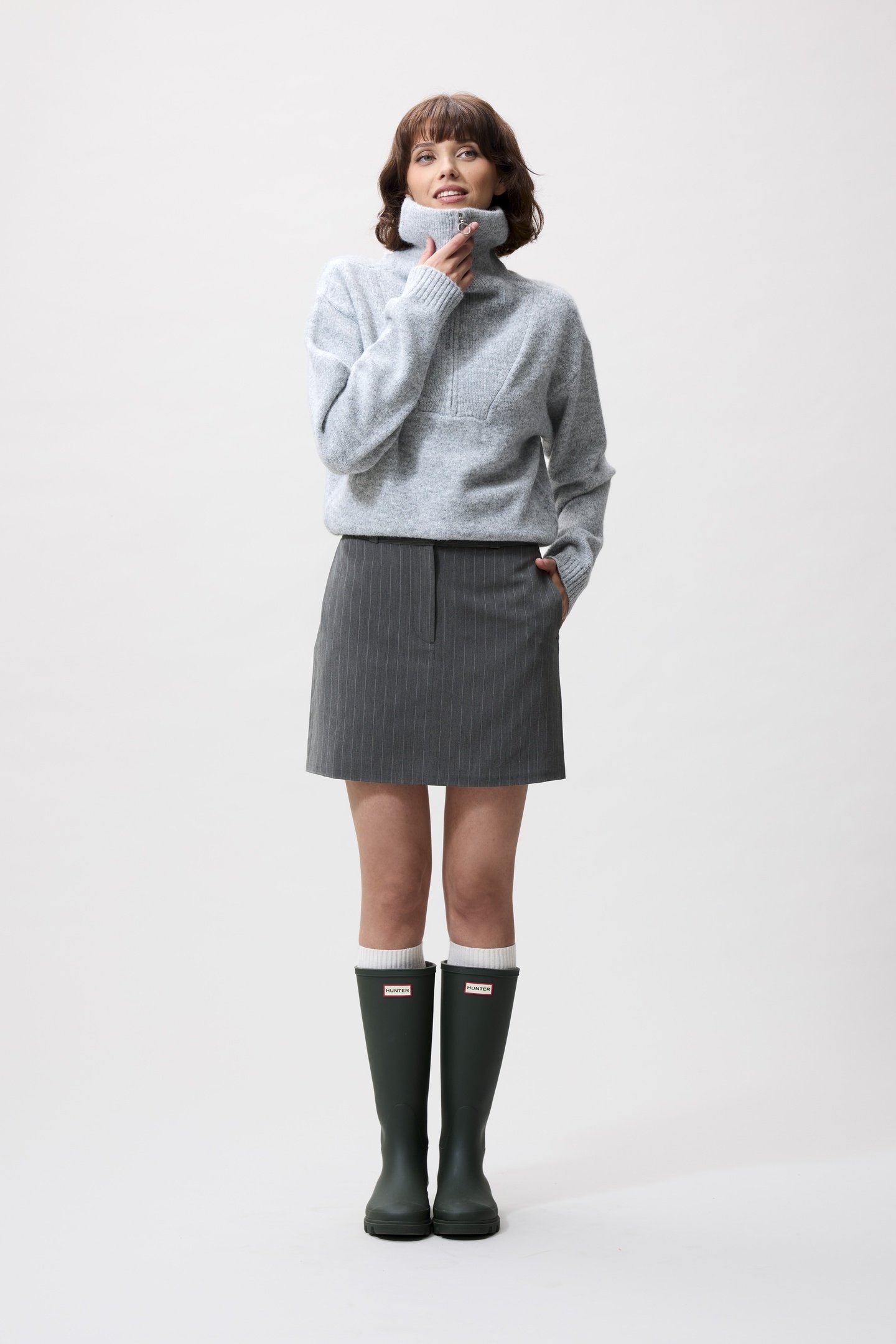 SHORT PINSTRIPE SKIRT GREY MELANGE 1