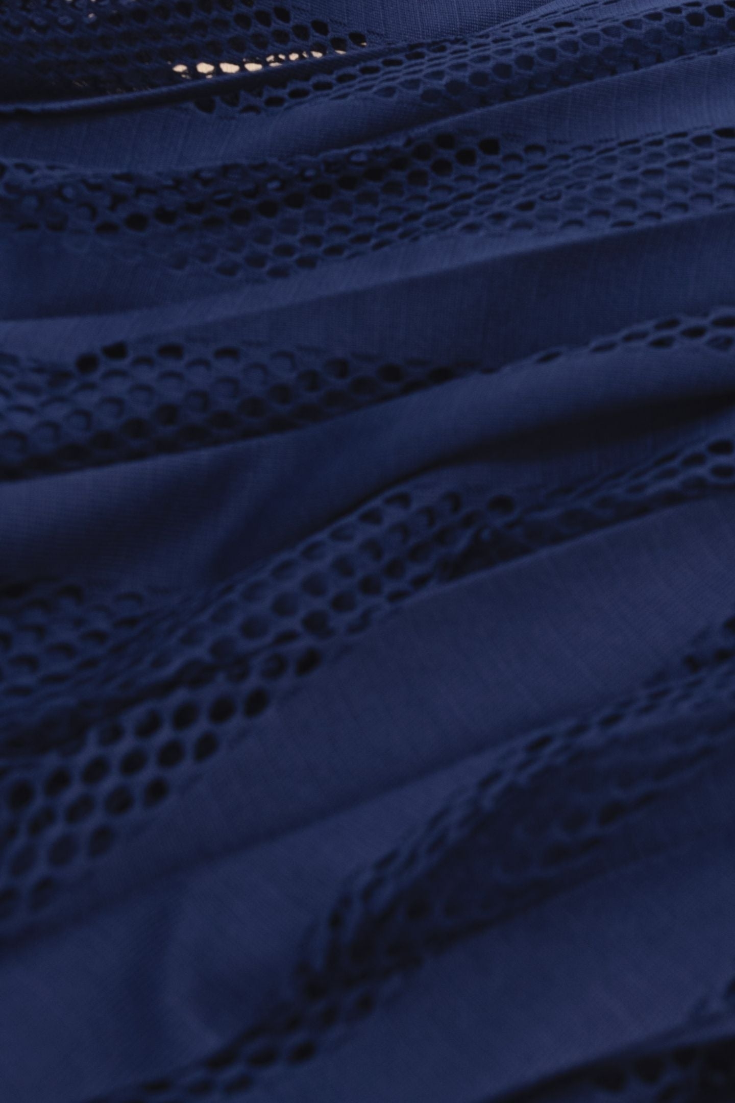 LONG INDIGO PLEATED SKIRT WITH OPENWORK STRIPES INDIGO 7