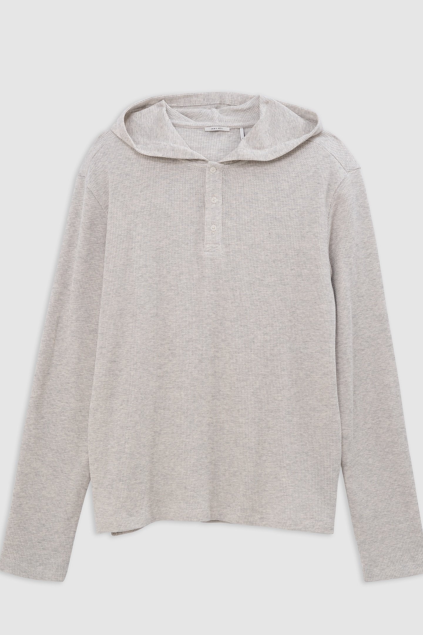 GREY ORGANIC COTTON WAFFLE HOODED T-SHIRT 4