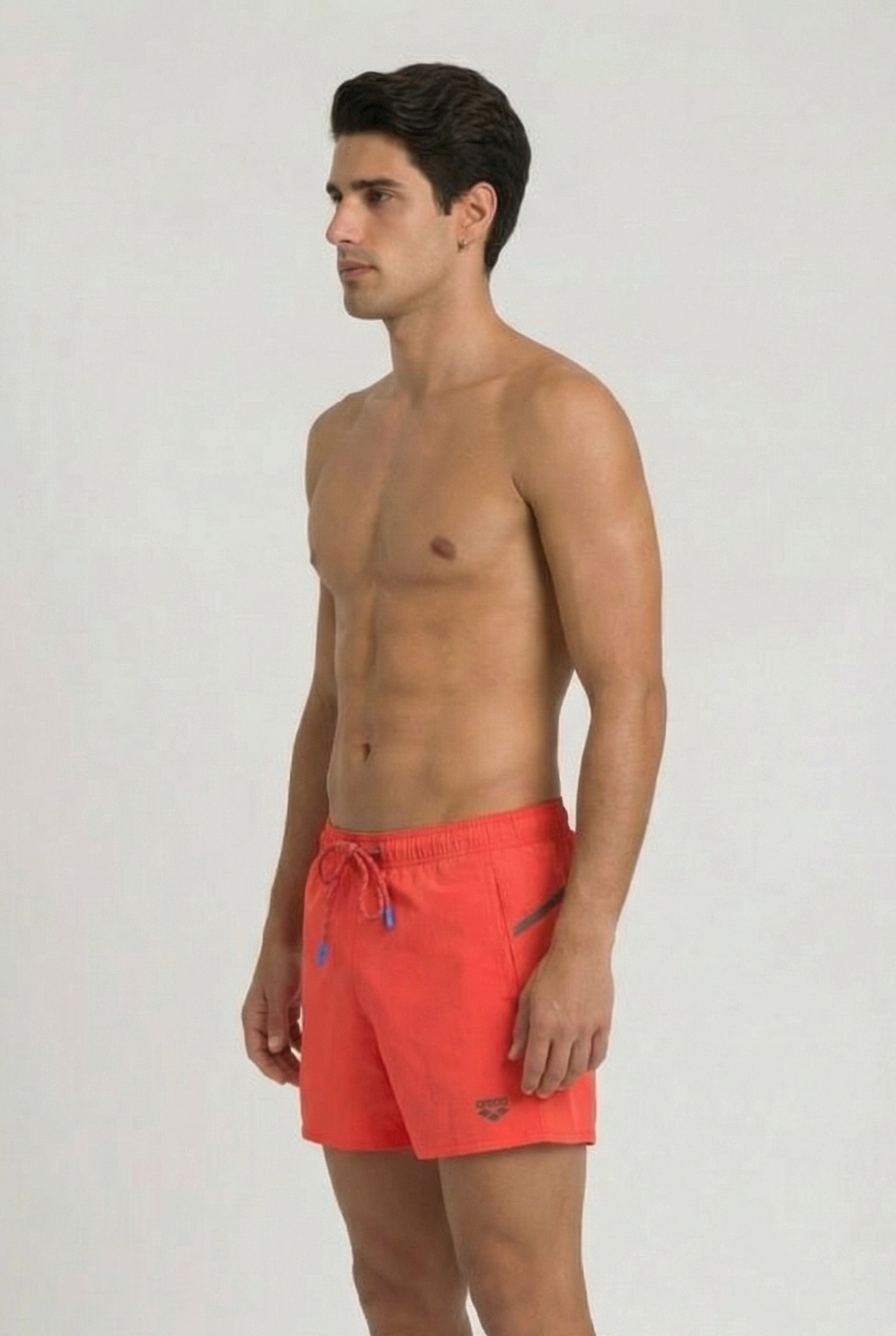 MEN'S ARENA PRO_FILE BEACH SHORT FLUO RED-DARK OLIVE 3
