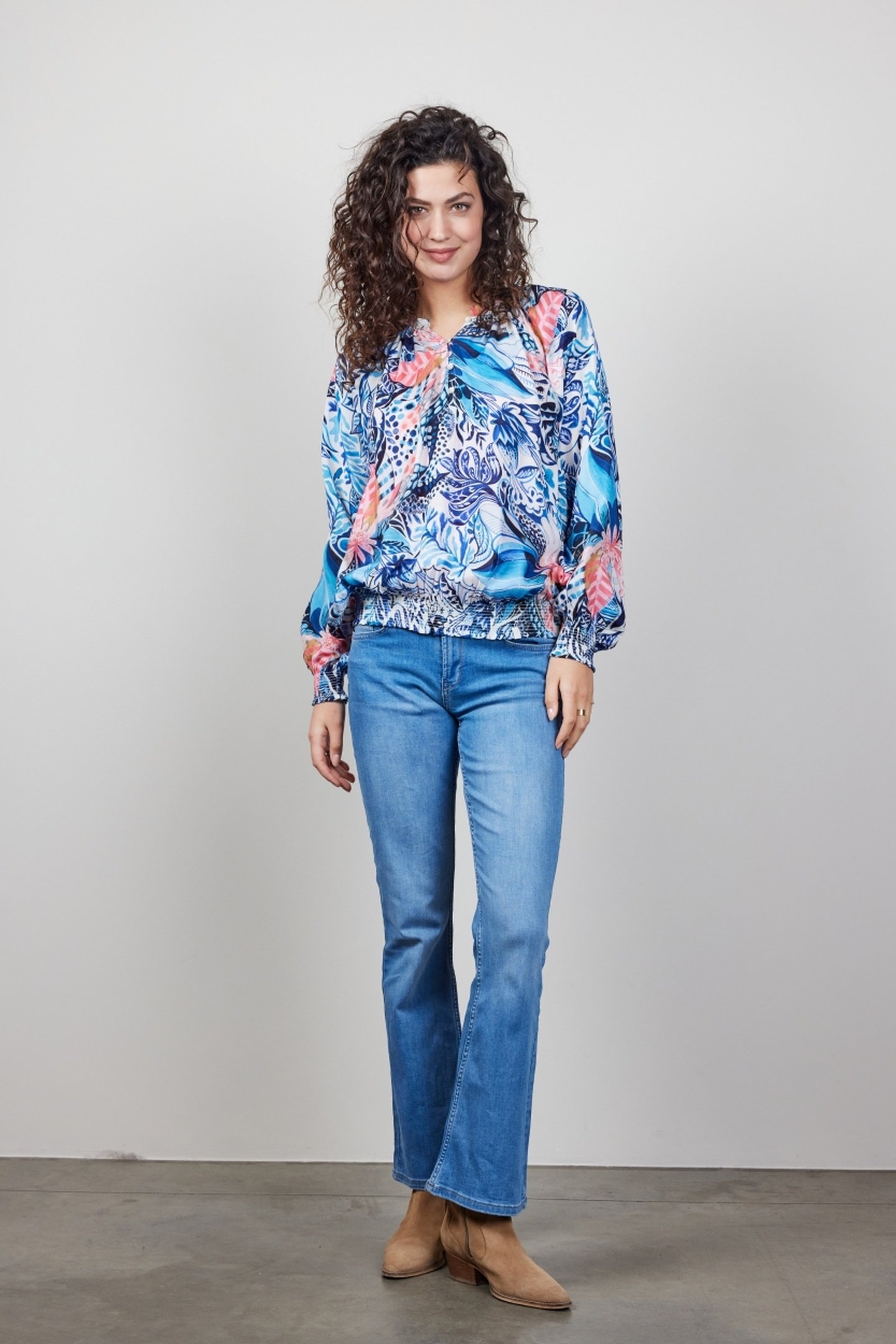 BLOUSE LIMA IN OFFWHITE WITH AZUR FUSION PRINT 2