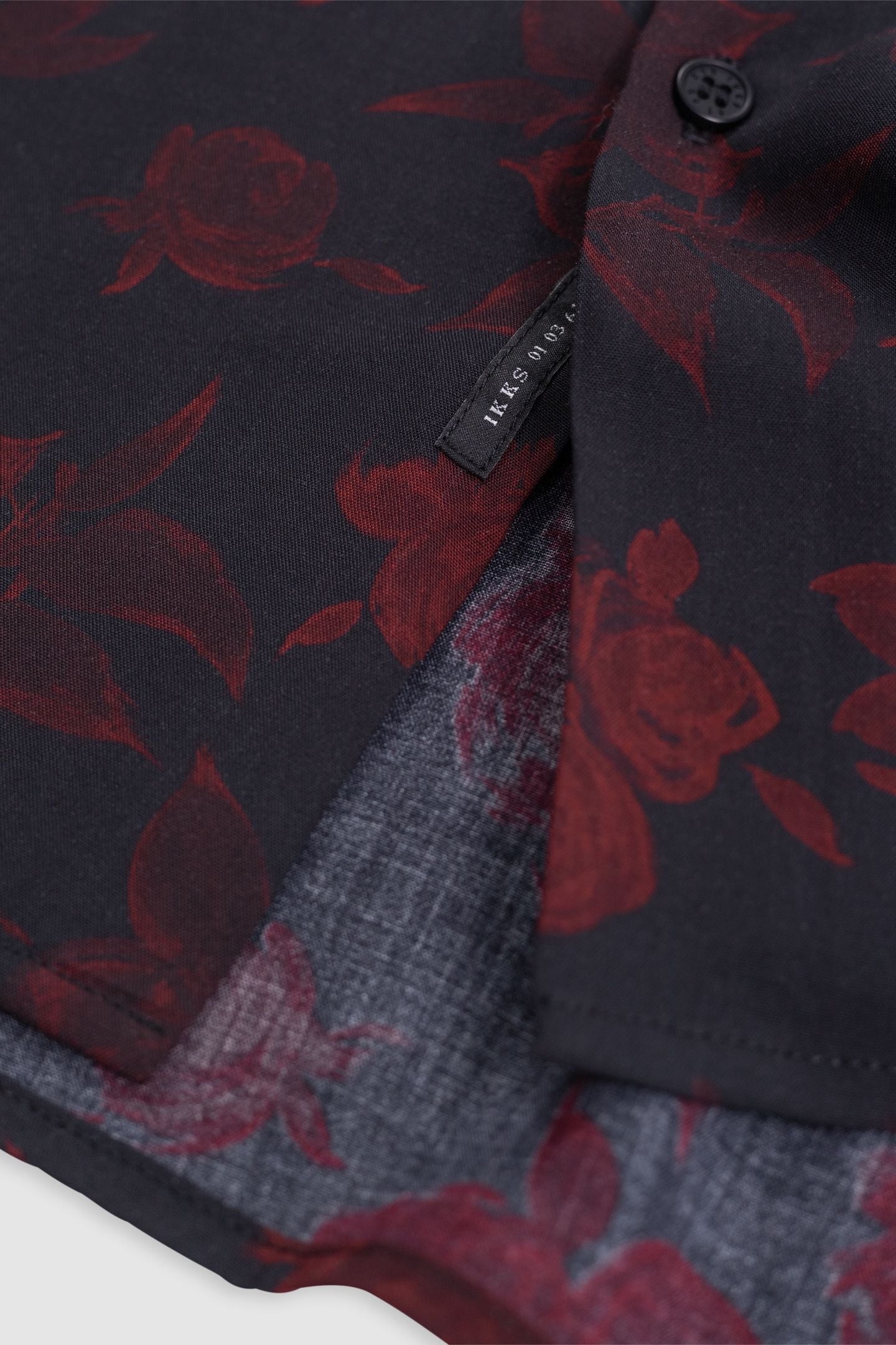 BLACK SLIM SHIRT WITH RED ROSE PRINT 7