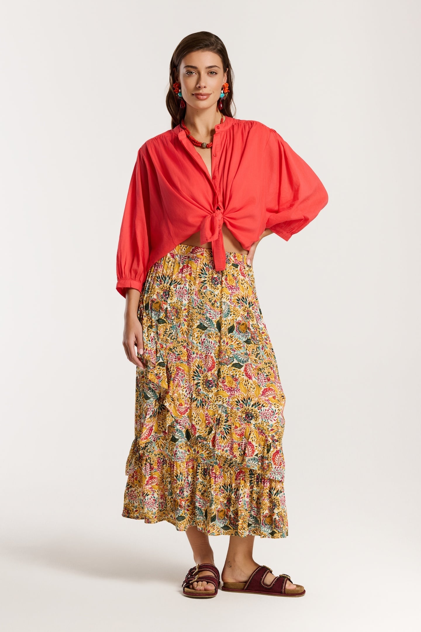 EVELYN BLOUSE RED HIBISCUS 1