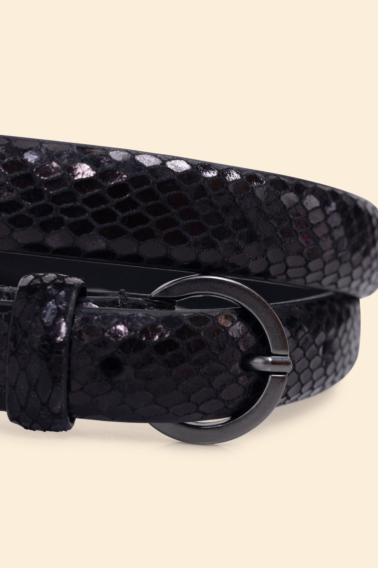 BLACK PYTHON-EFFECT LEATHER BELT BLACK 2