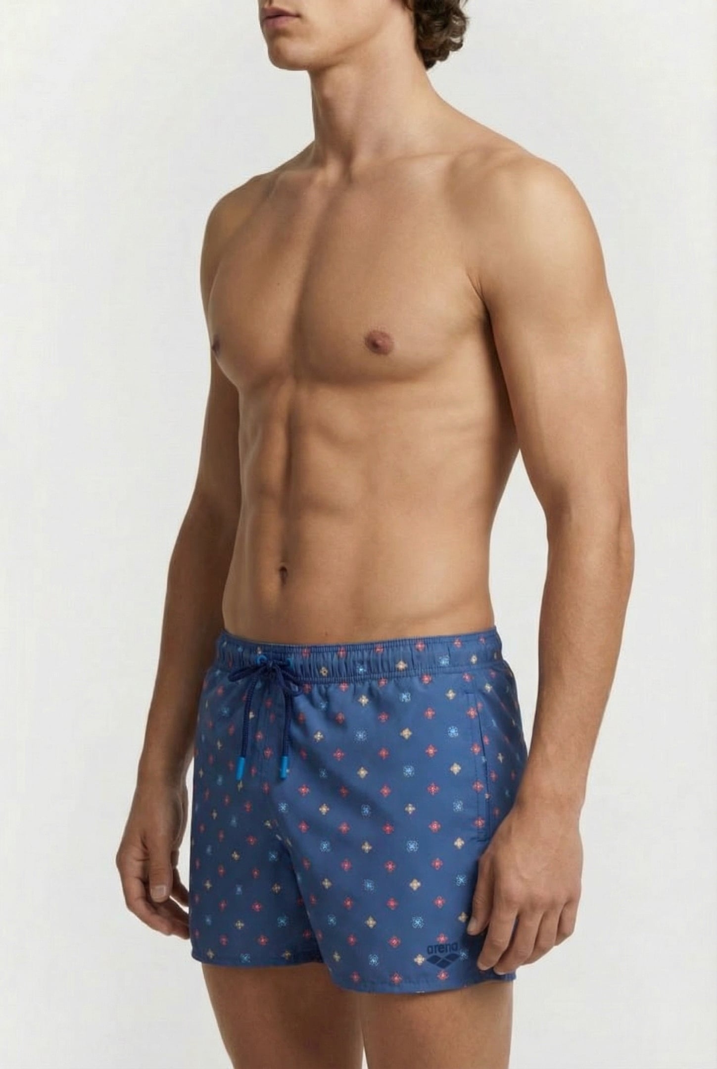 MEN'S BEACH SHORT ALLOVER GREY BLUE MICROFLOWERS MU 3