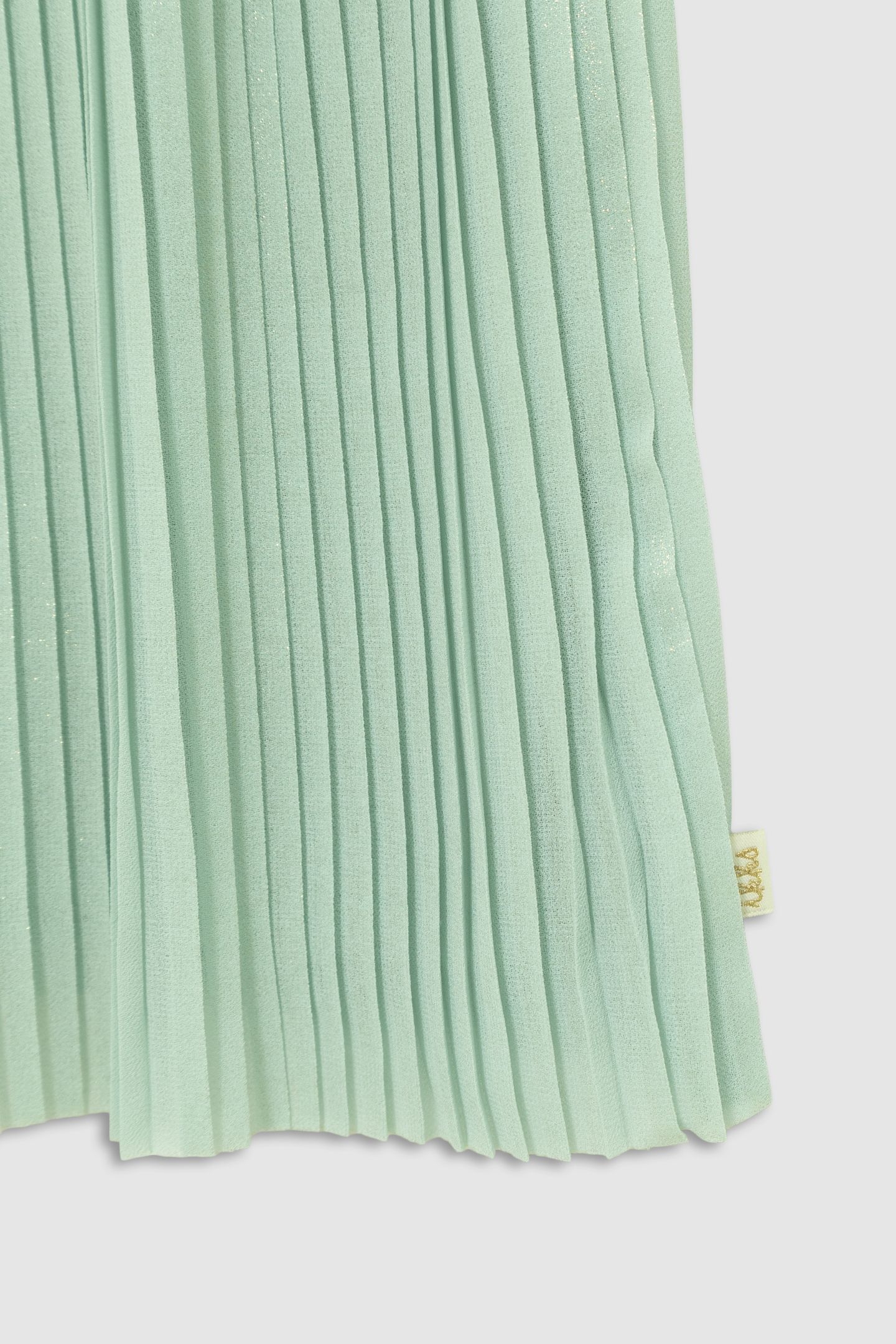WATER-GREEN IRIDESCENT PLEATED RUFFLED DRESS 4