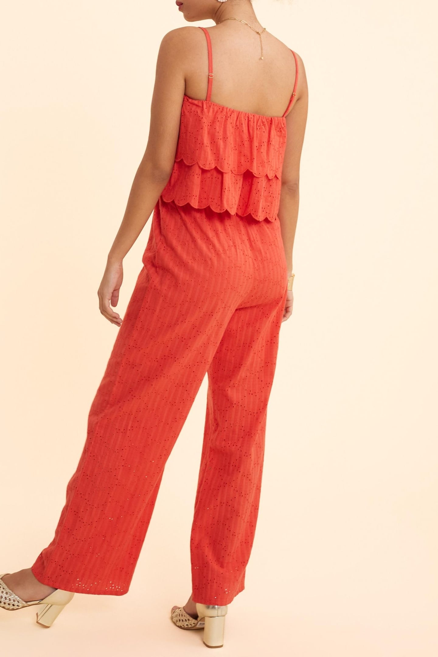 RED EYELET EMBROIDERY JUMPSUIT CURRANT 2