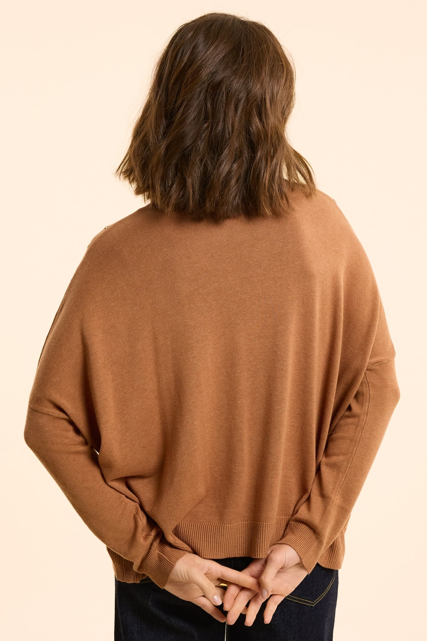 CAMEL CAPE SWEATER KNIT DECORATIVE BUTTONS CAMEL 3