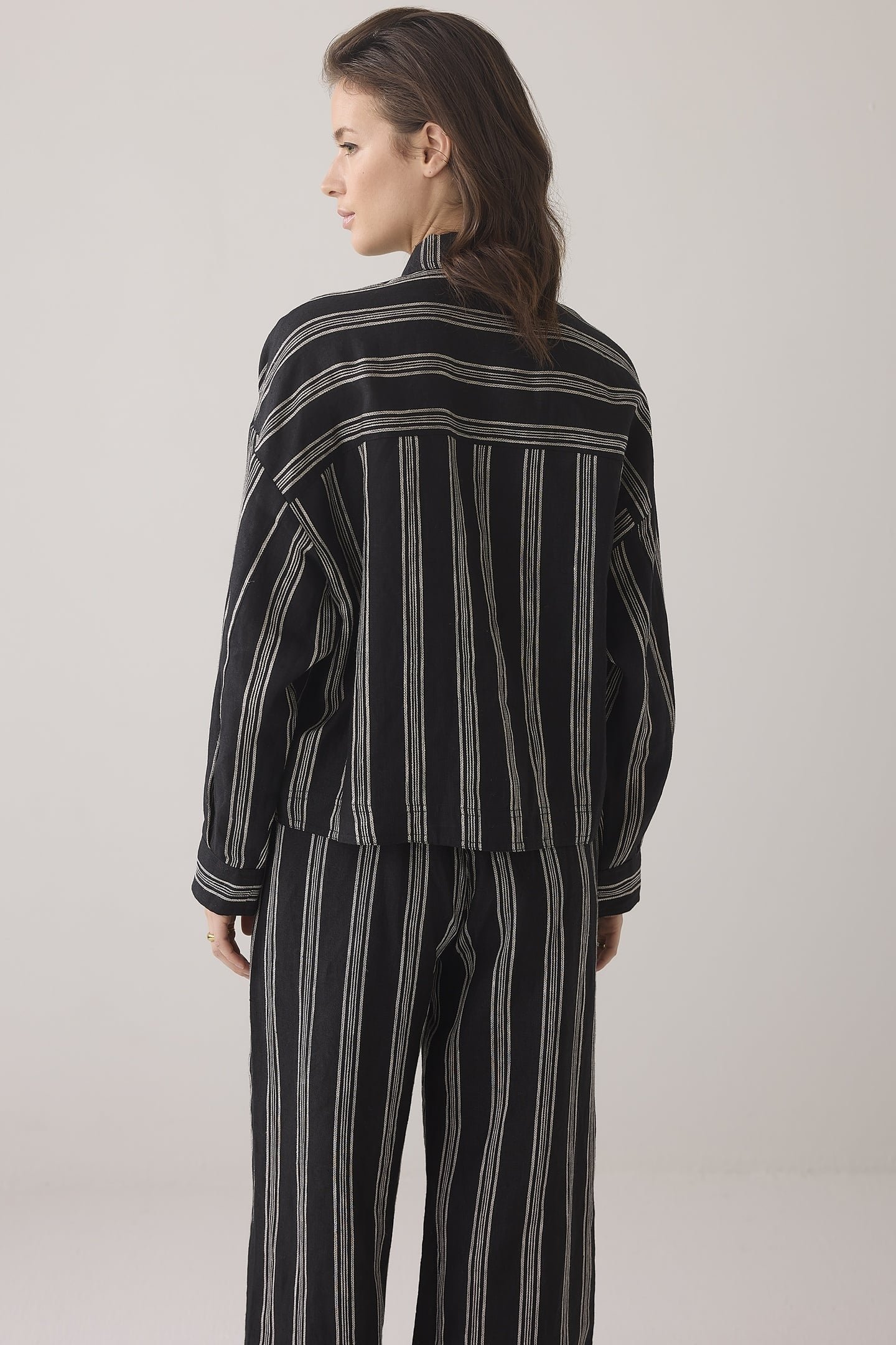 BLOUSE LINEN STRIPE BLACK 3