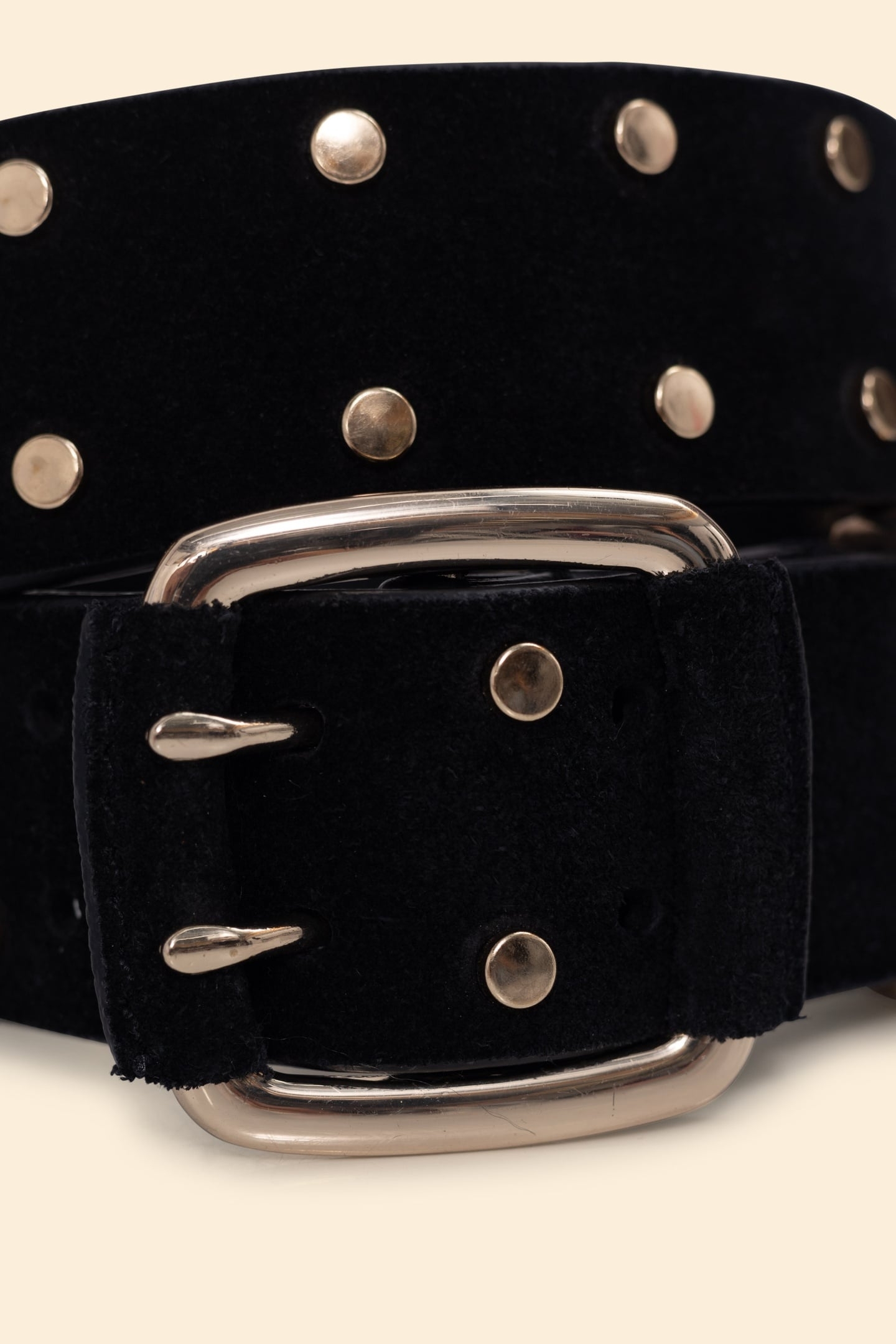 BLACK LEATHER BELT WITH GOLD STUD DECORATION BLACK 3