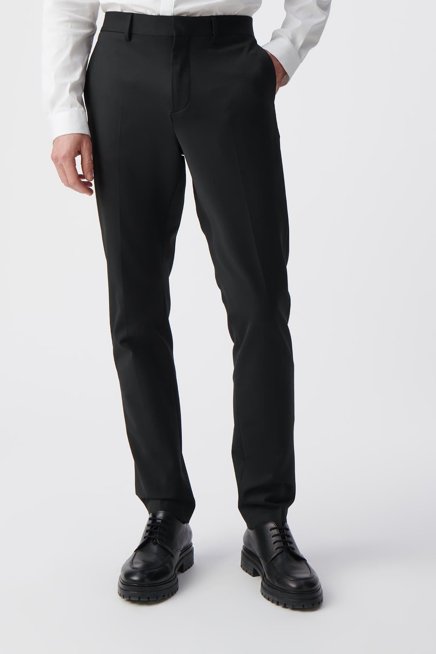 BLACK SLIM FIT TRAVEL SUIT TROUSERS 2