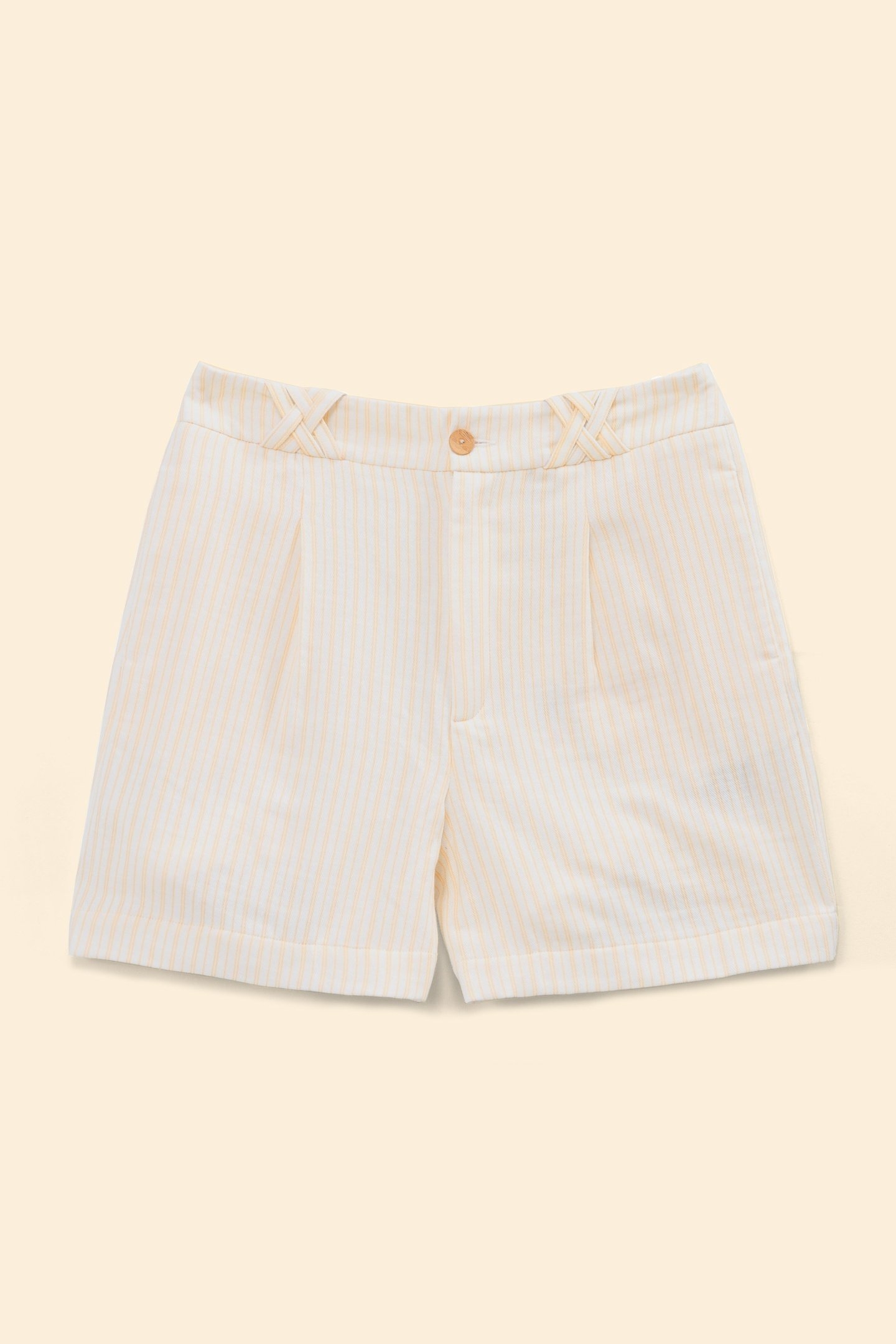 ECRU DENIM SHORTS WITH YELLOW STRIPES ECRU 5
