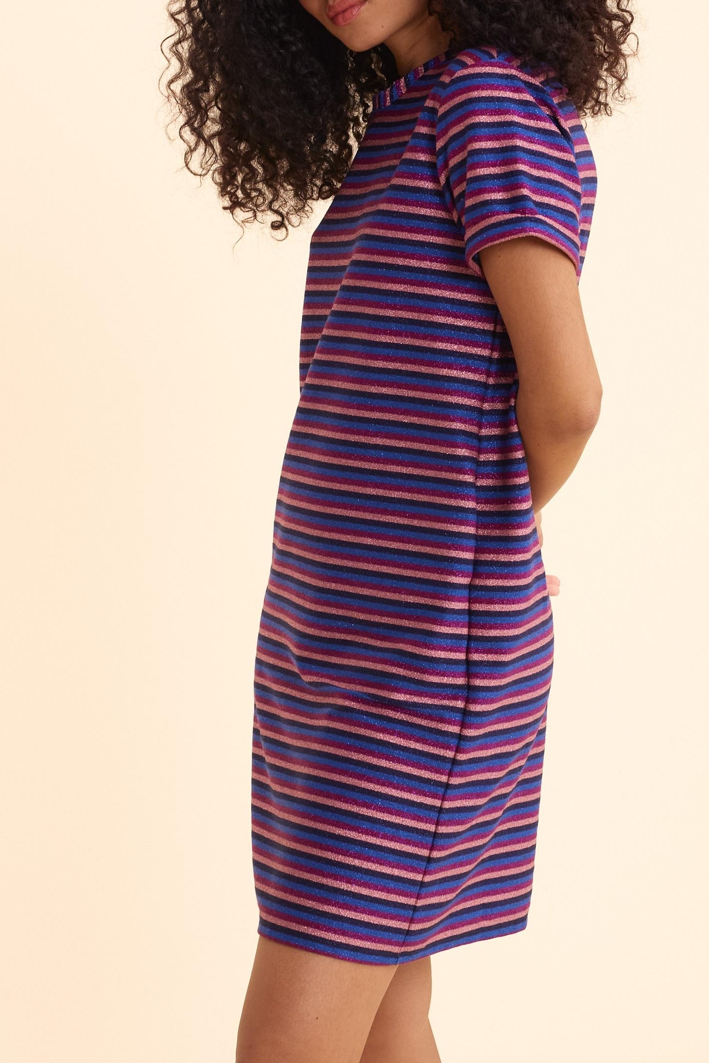 PURPLE STRIPED LUREX MULTICO DRESS VIOLINE 6