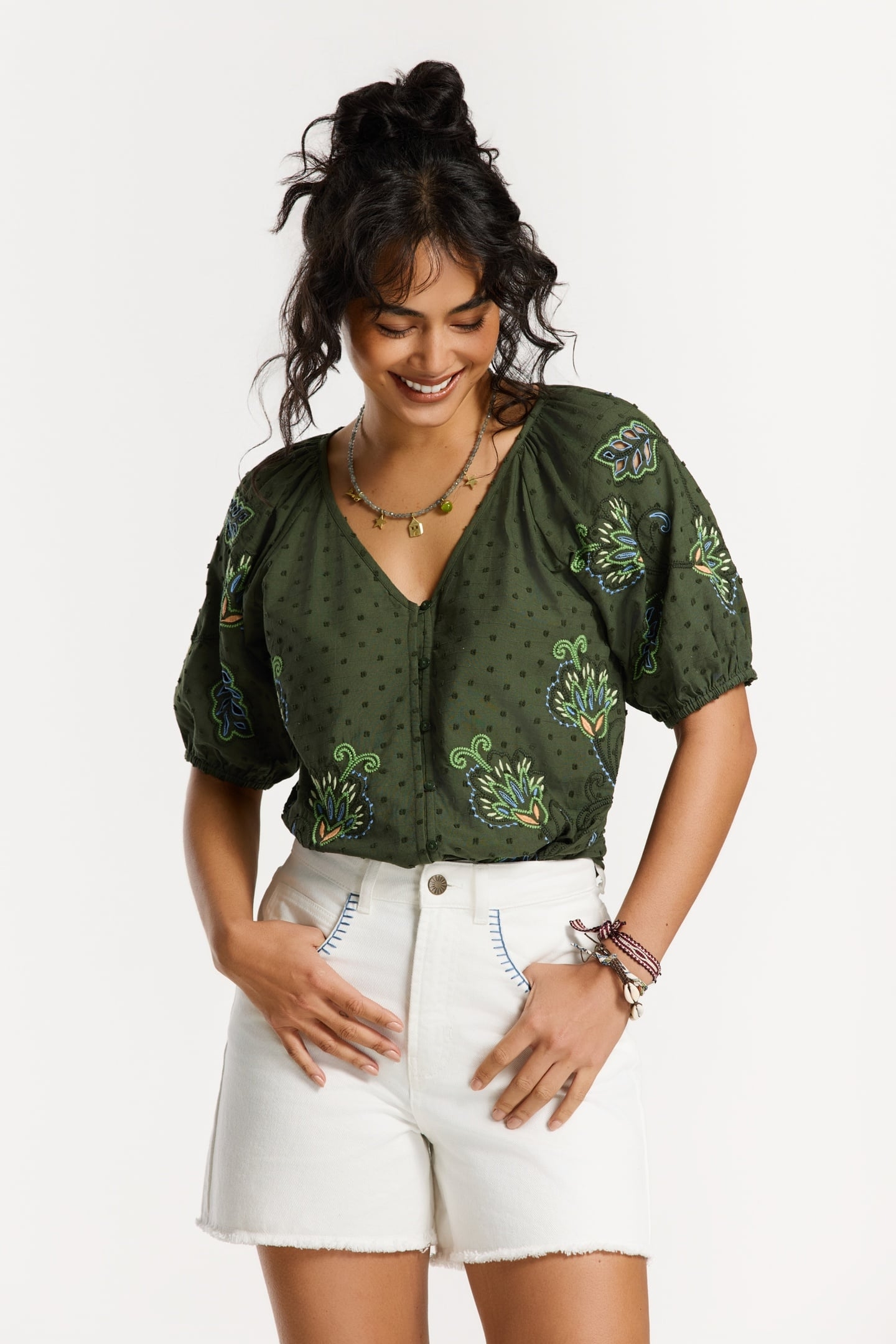 ERIN DOBBY BLOUSE GREEN PINES DOBBY 5