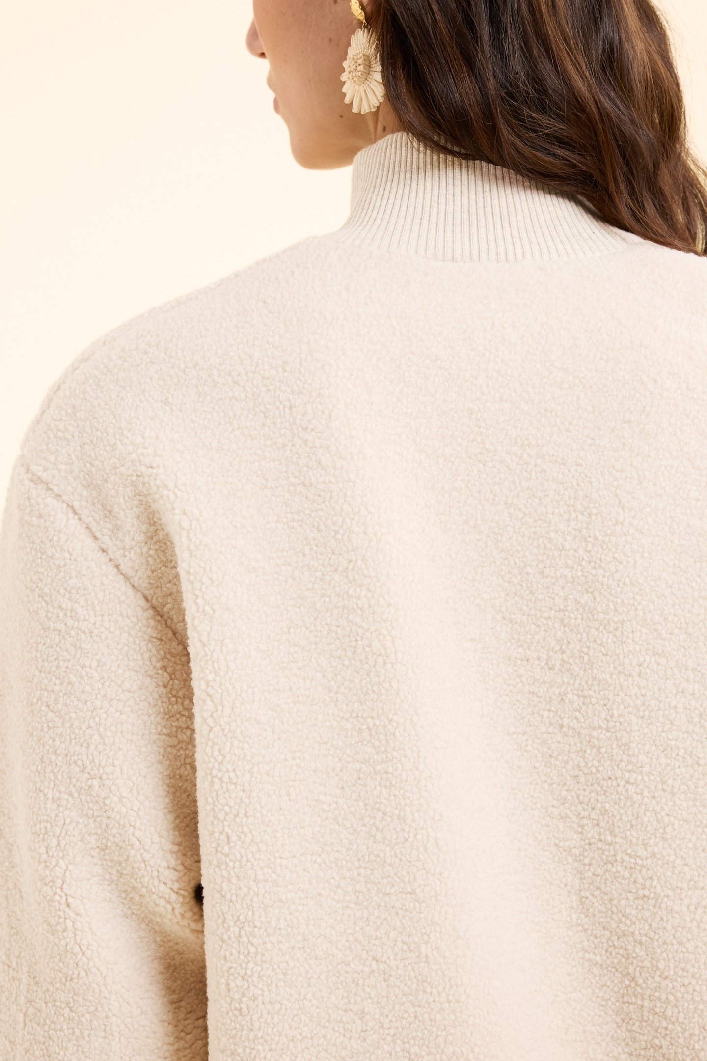 ECRU SHERPA STAND-UP COLLAR COAT ECRU 7