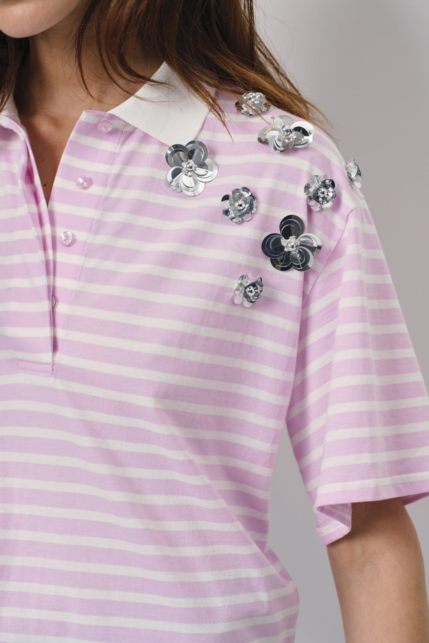 TITAN EMBELLISHED POLO SHIRT PINK SORBET 6