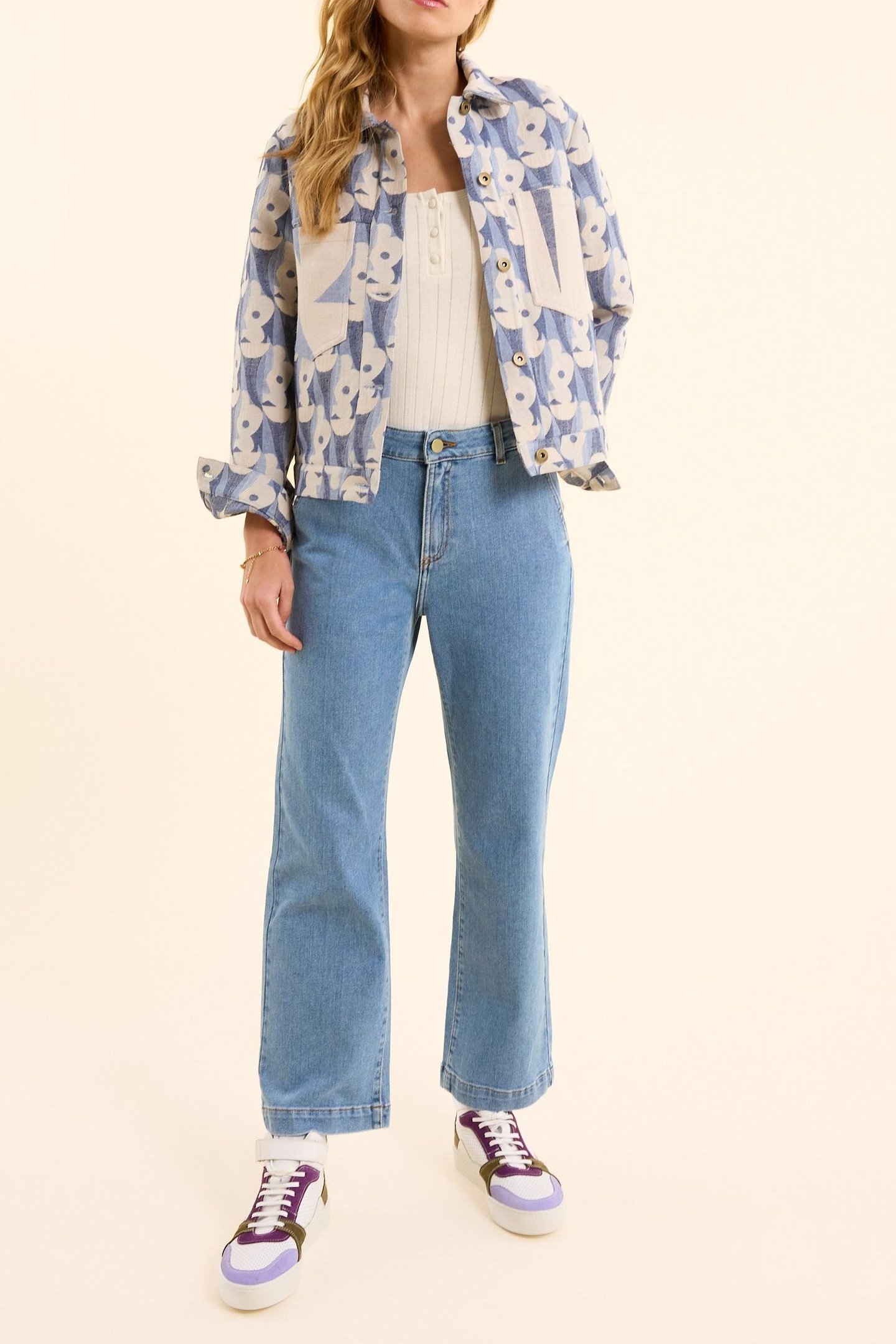 BLUE FLOWER JACQUARD JACKET SKY BLUE 2