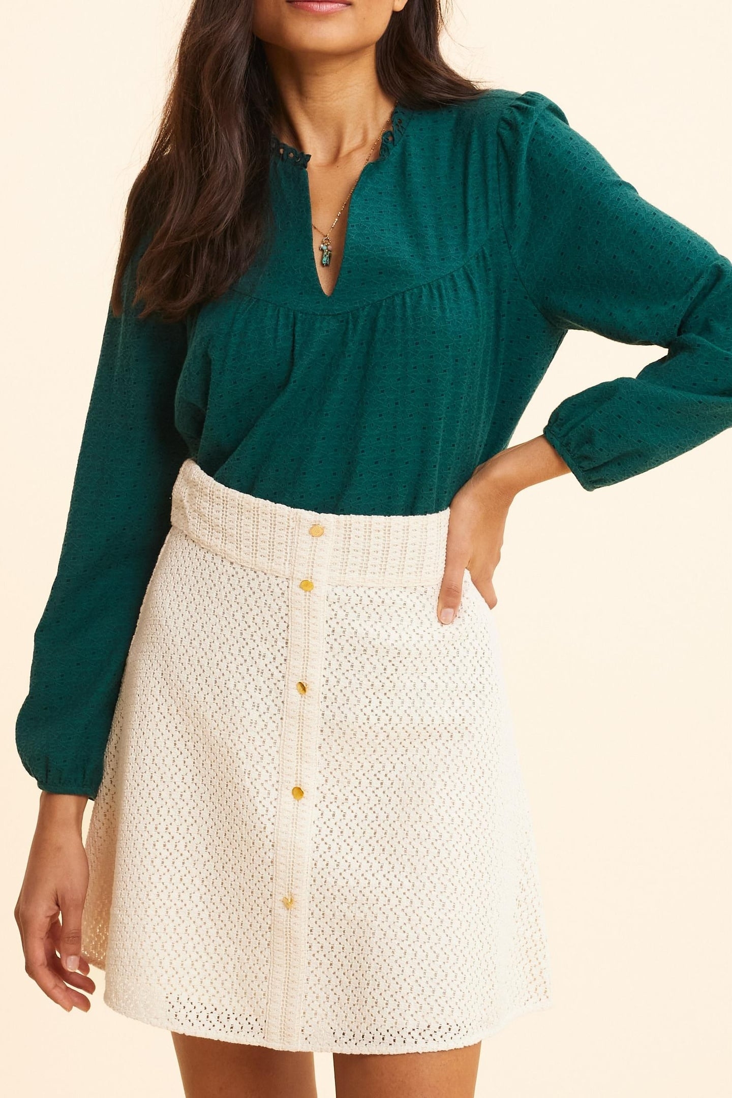 SHORT ECRU LACE SKIRT ECRU 1