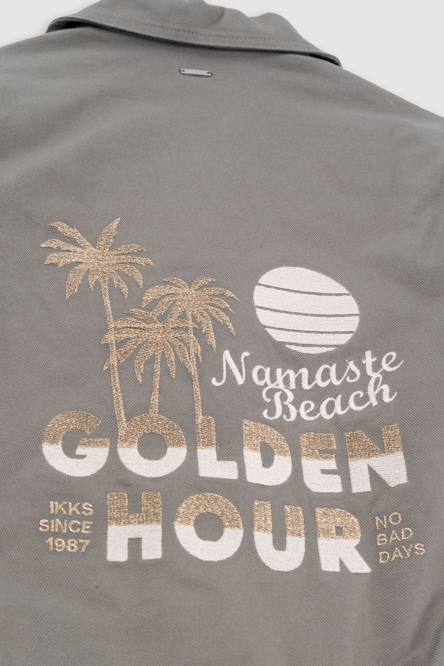 KHAKI MAXI SAHARIENNE WITH BACK EMBROIDERY 7