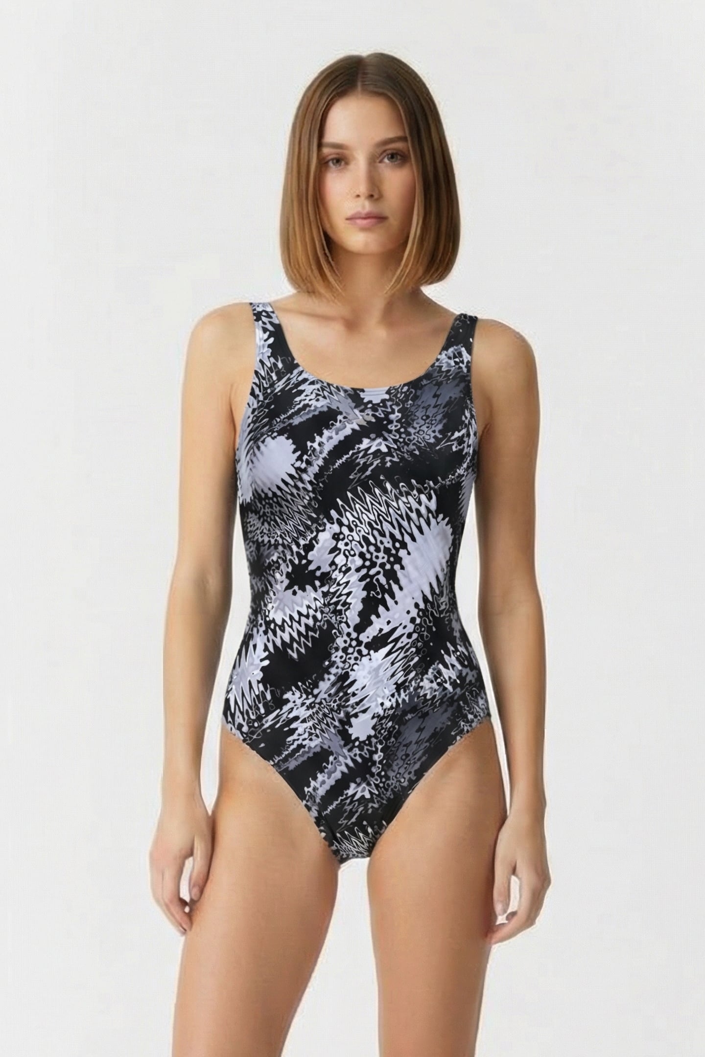 W ZORA U BACK ONE PIECE C-CUP BLACK MULTI 1