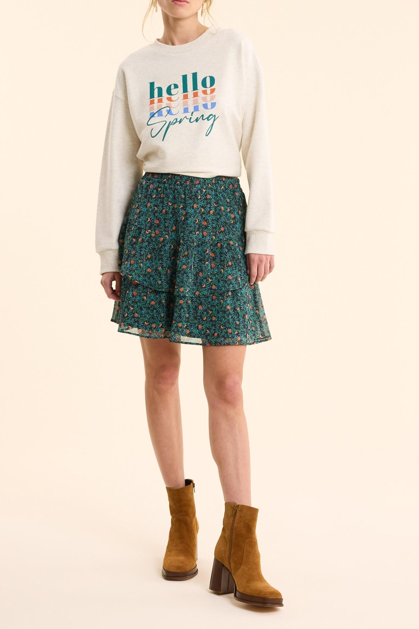 GREEN SHORT SKIRT WITH SUMMER FRUIT PRINT GREEN 3