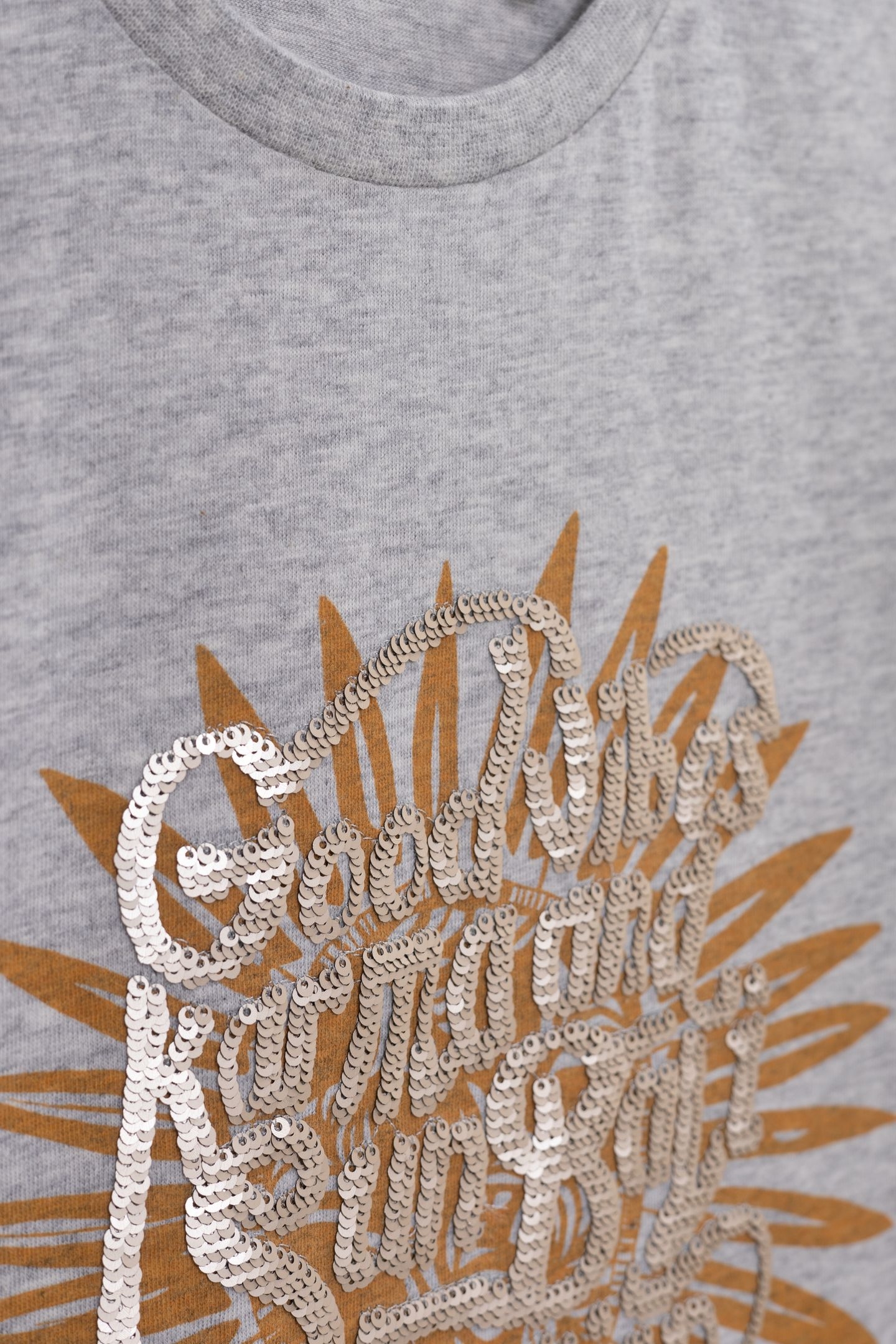 GREY ORGANIC COTTON PRINT AND SEQUIN T-SHIRT 4