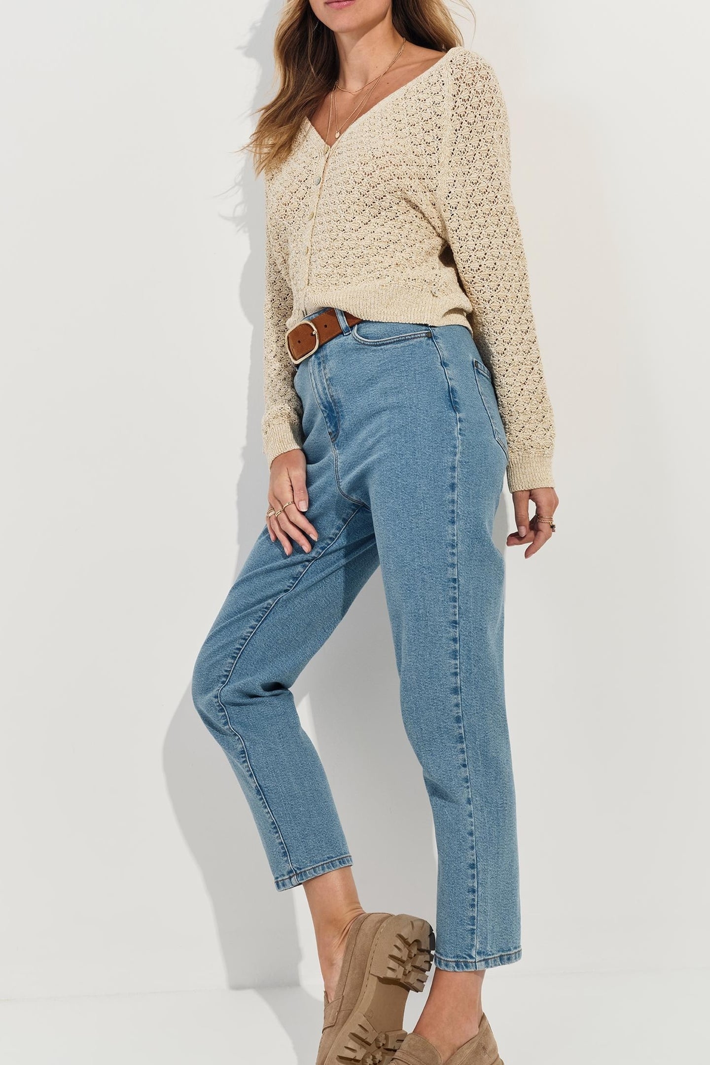 TOMAS - FANCY LUREX LUREX KNIT GOLDEN BEIGE CARDIGAN 2