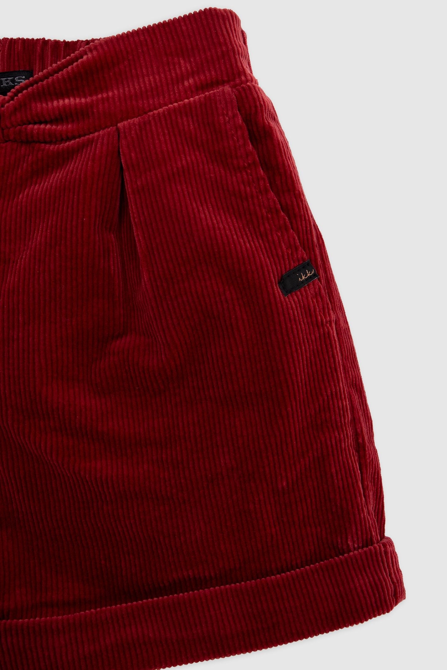 GIRLS' BURGUNDY CORDUROY SHORTS WITH BOW AND BELT 6