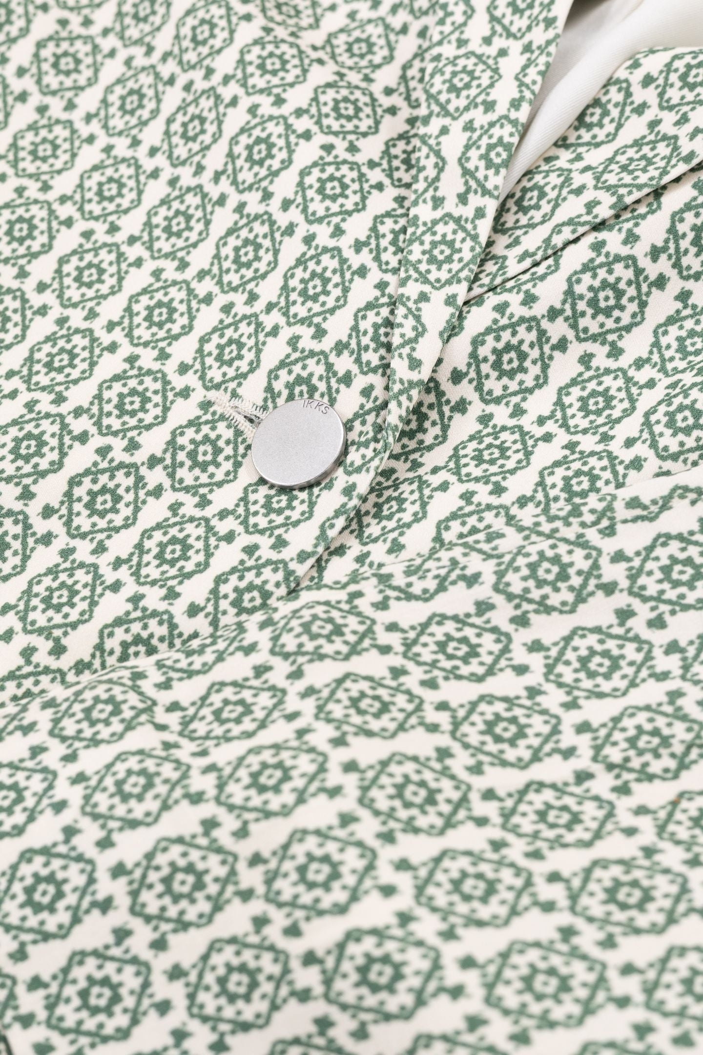 GREEN SUIT JACKET WITH ETHNIC PRINT 2