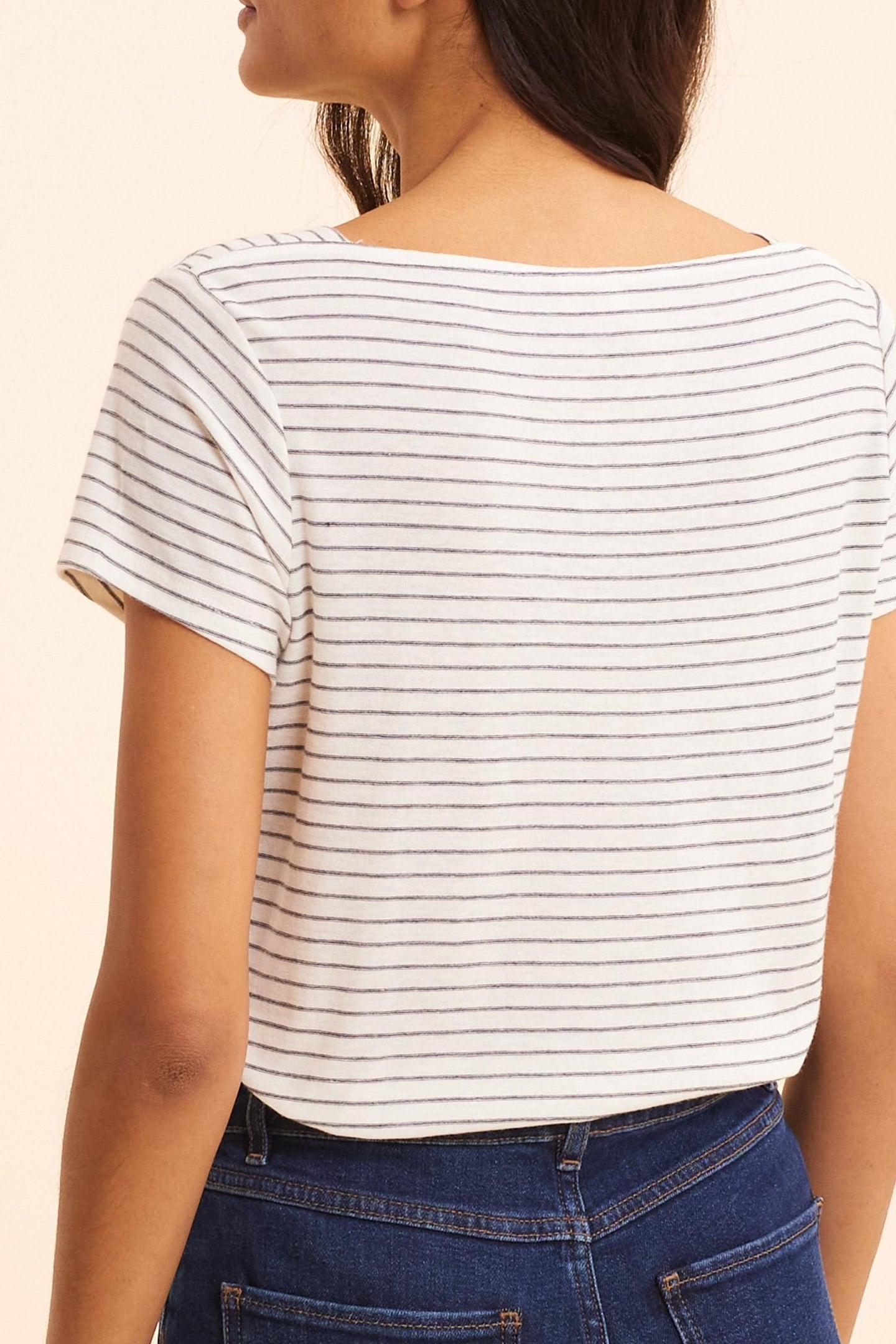 WHITE SAILOR STRIPE T-SHIRT WITH BUTTONS OFF-WHITE 4