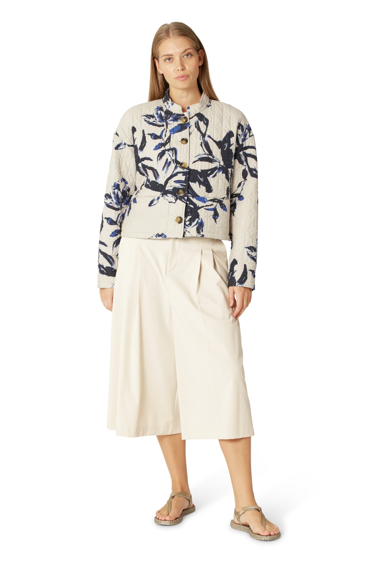 RAIN&OUTERWEAR QUILTTO01P BEIGE ARTSY STROKE FLOWER 2