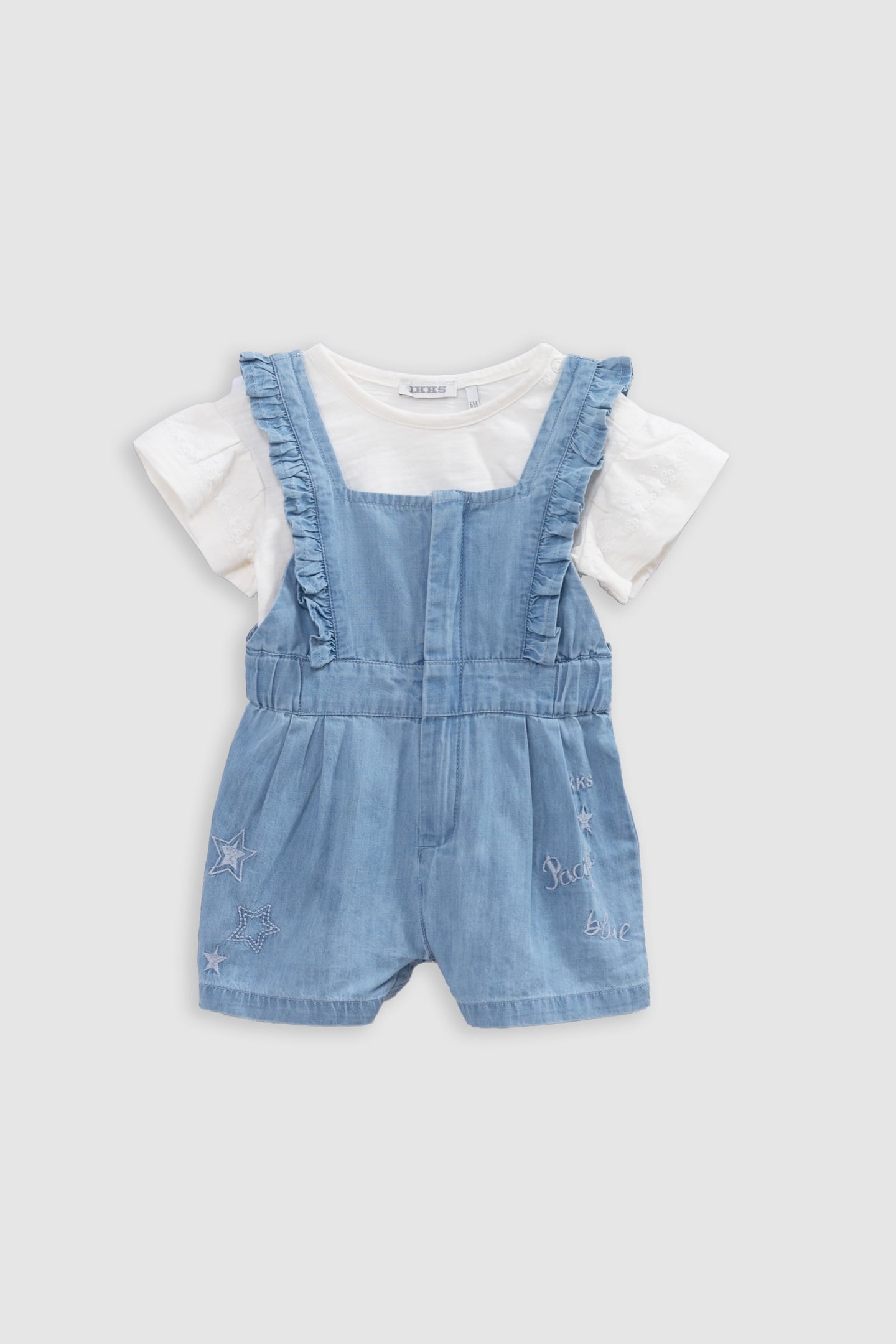 BLUE OVERALLS AND ECRU T-SHIRT SET 1