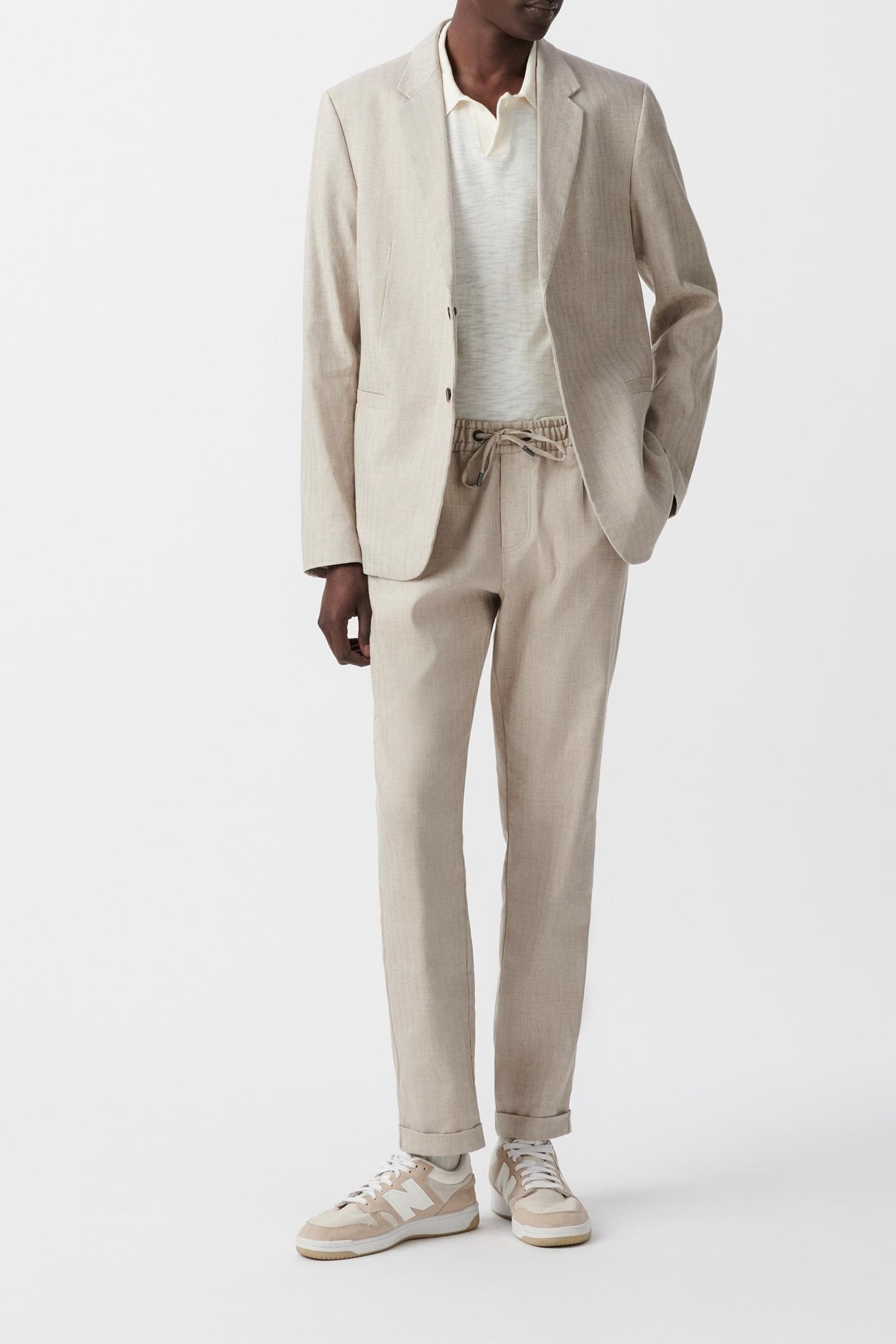 BEIGE LINEN BLEND SUIT JACKET 1