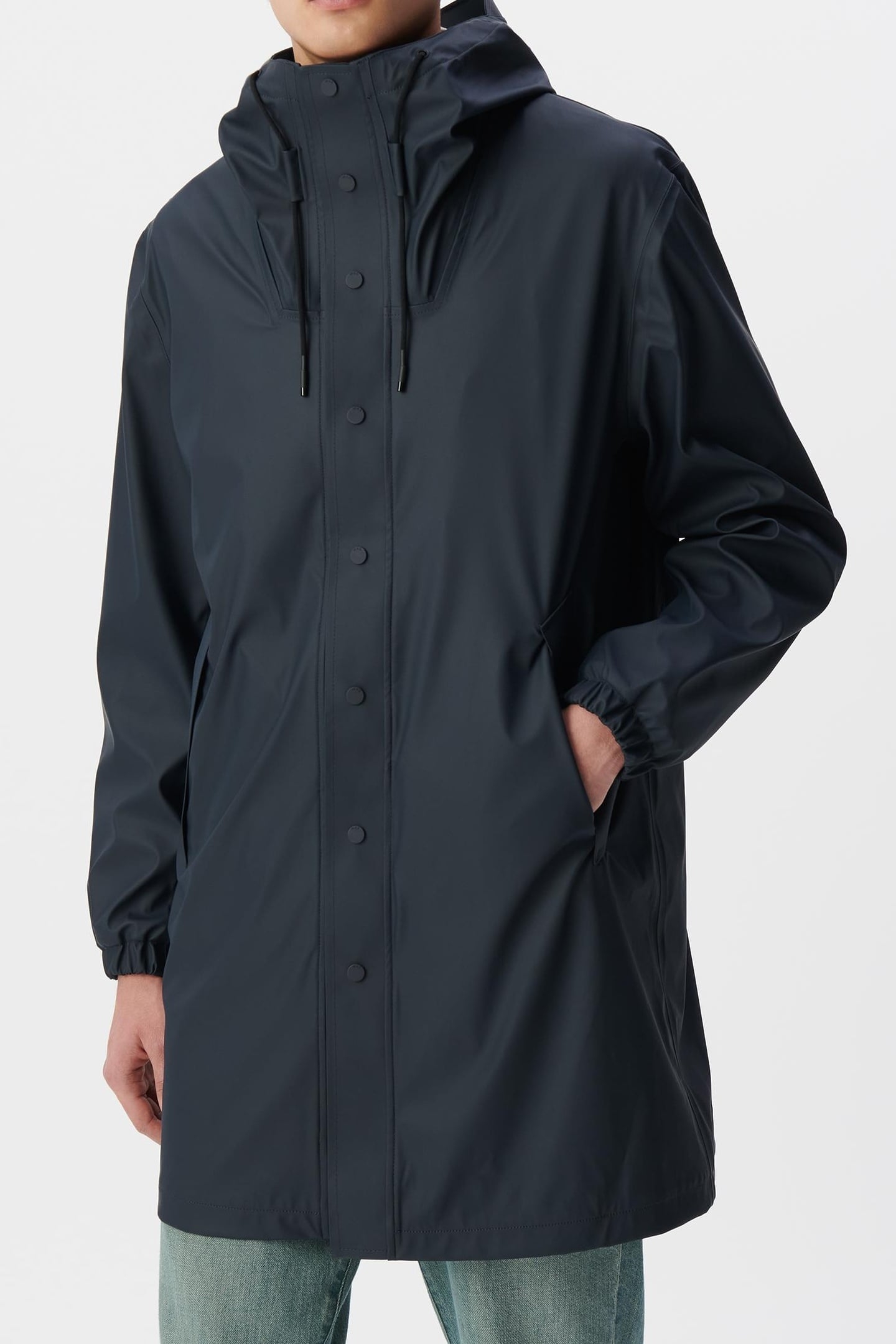 NAVY RUBBER NYLON HOODED PARKA 2