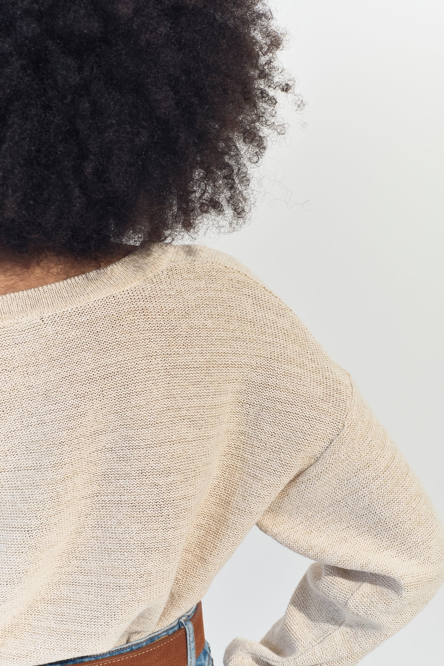 TINA - BEIGE KNIT LUREX CARDIGAN WITH V-NECK 5