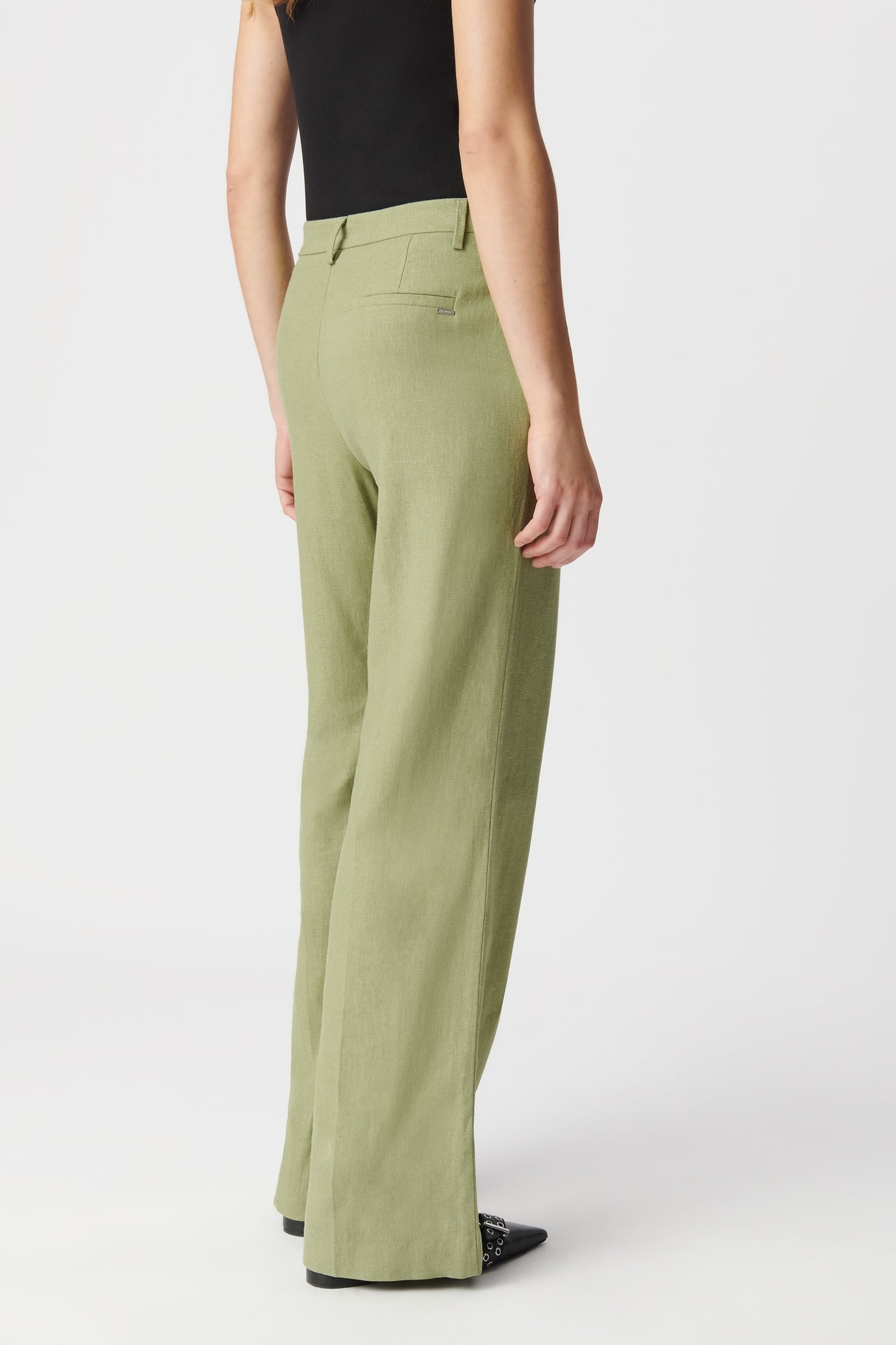 GREEN LINEN AND COTTON SUIT PANTS 4