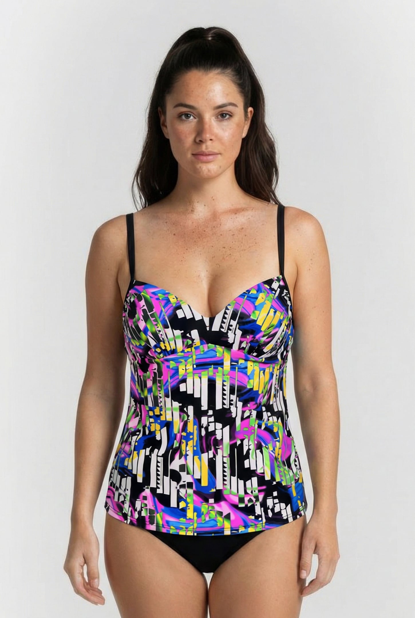 WOMEN'S BODYLIFT TANKINI CAROLINA C-CUP BLACK MULTI-BLACK 1
