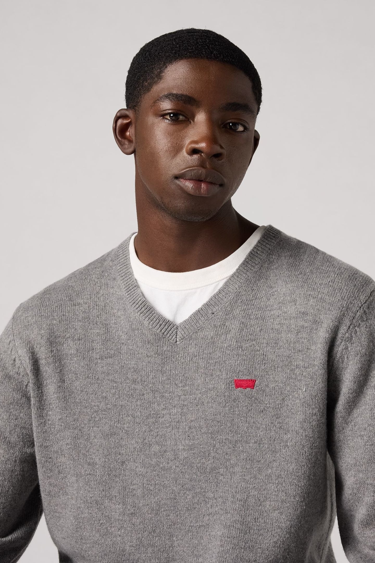 V NECK HM SWEATER MID TONE GREY HEATHER 2