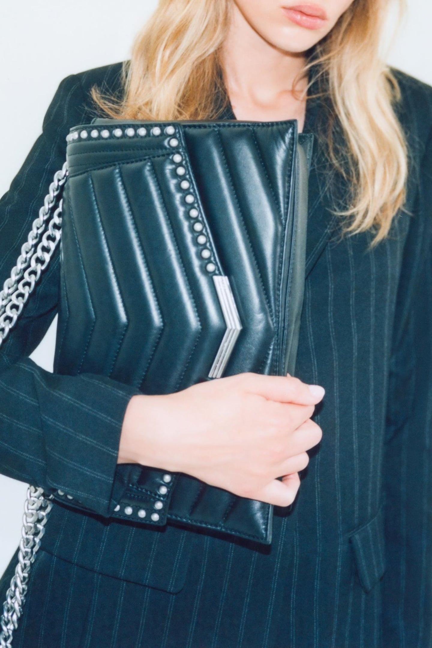 BLACK STUDDED LEATHER THE 1 ROCK BAG SIZE L 7