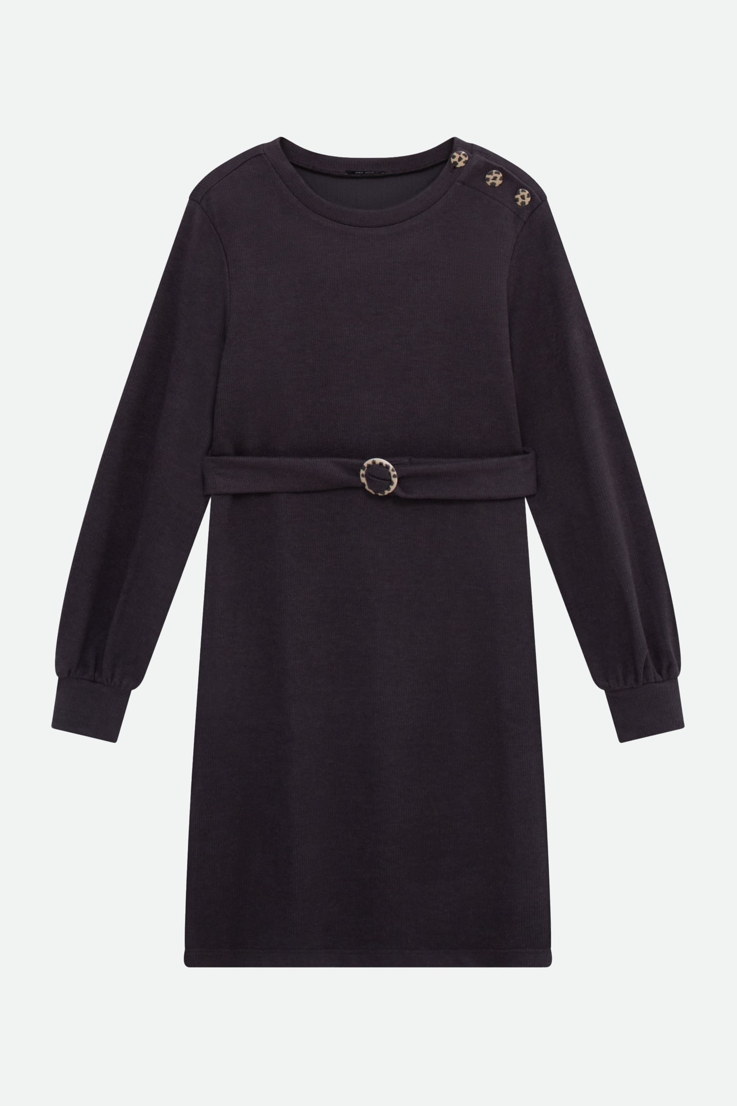 RAVENA - DARK GREY RIBBED KNIT SWEATSHIRT DRESS 4